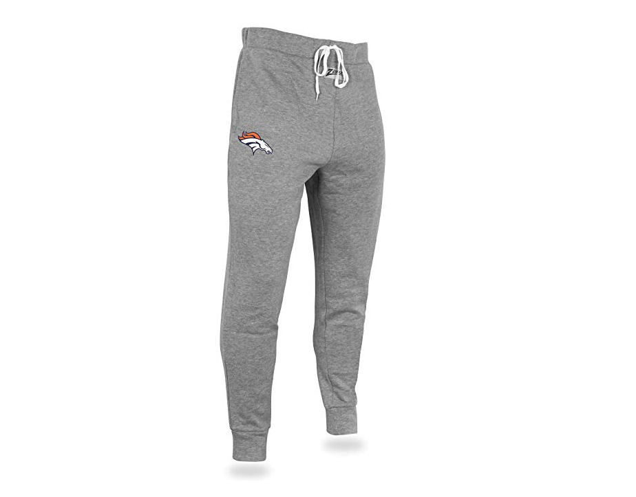 Zubaz NFL Men's Denver Broncos Solid Gray Team Logo Jogger Pants