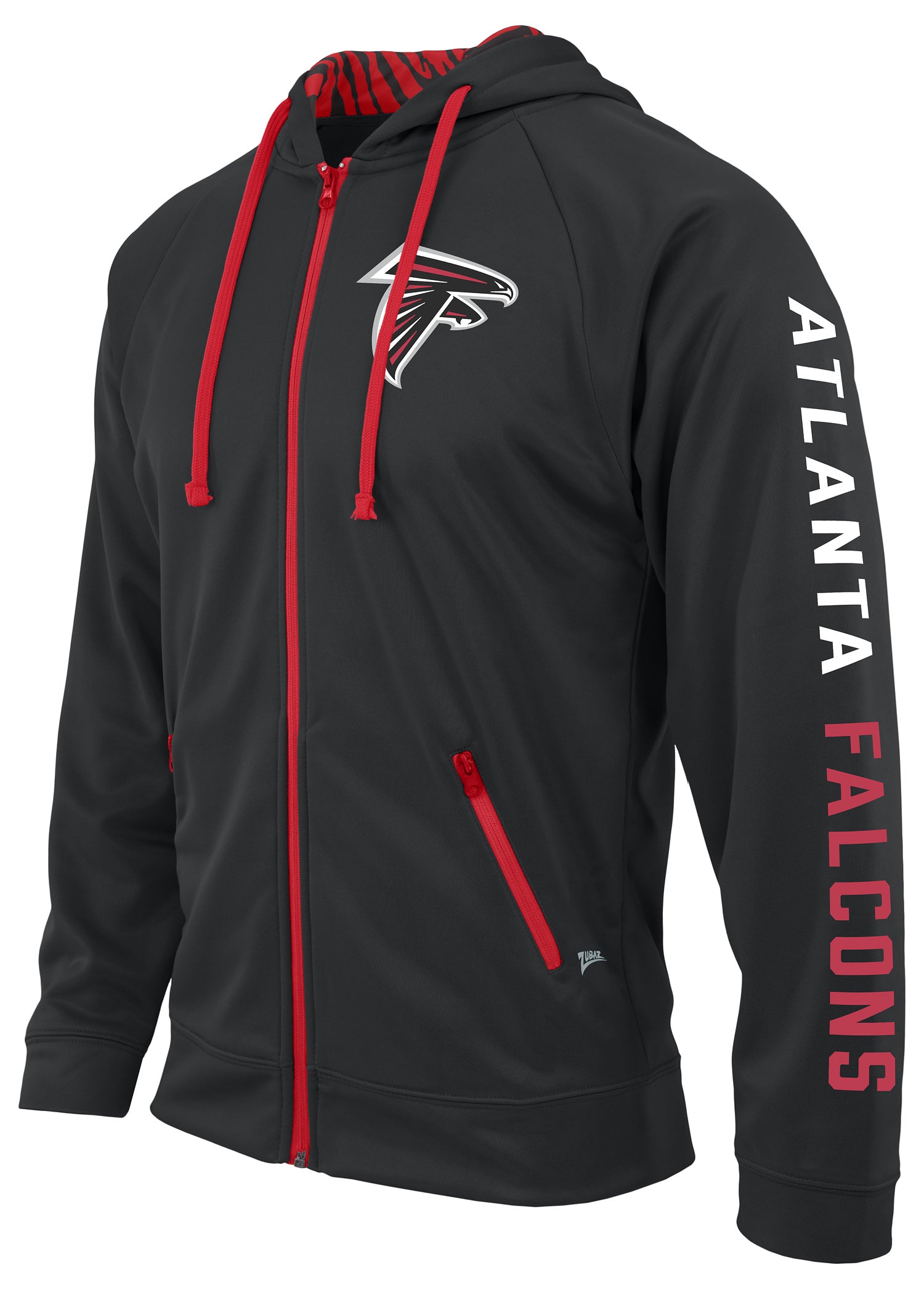 Zubaz NFL Men's Team Name and Logo Full Zip Hoodie Atlanta Falcons