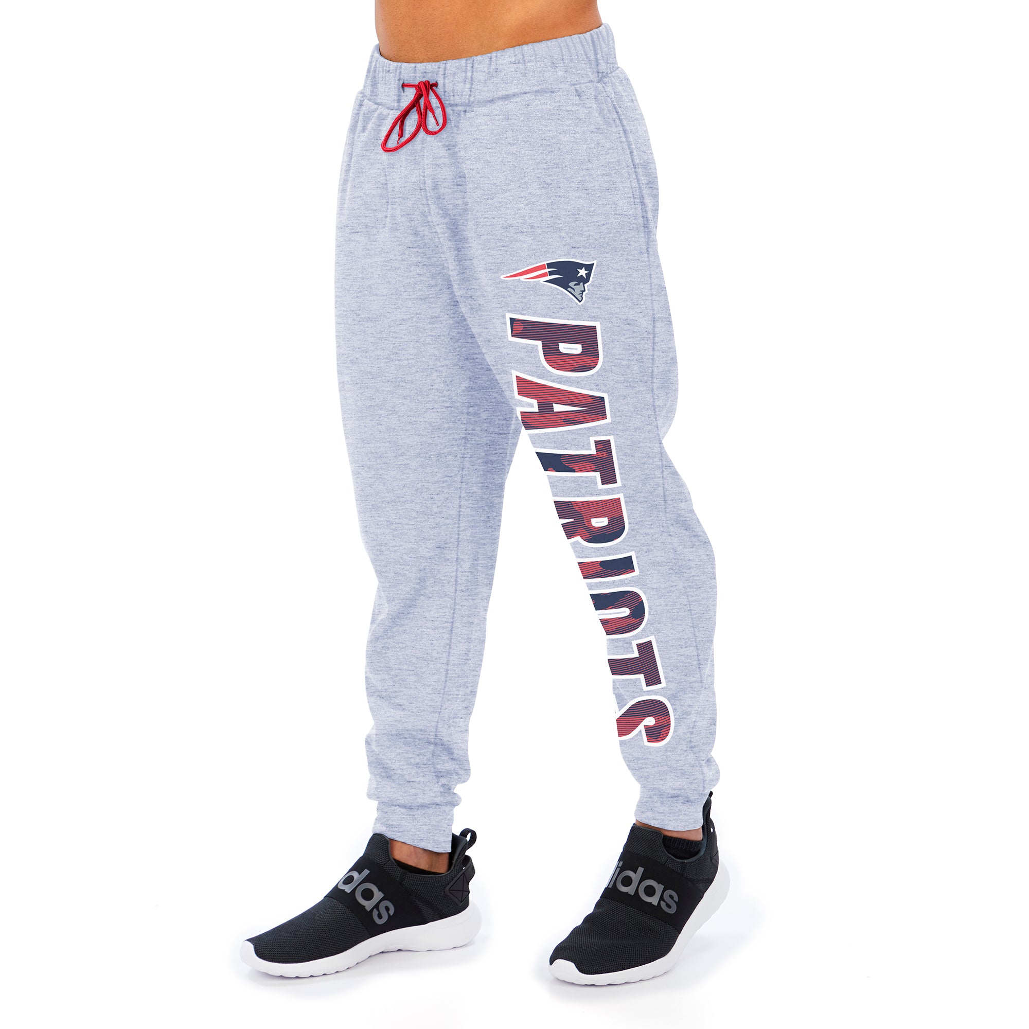 Zubaz Men's NFL New England Patriots Heather Gray Jogger with Camo Lines Graphic