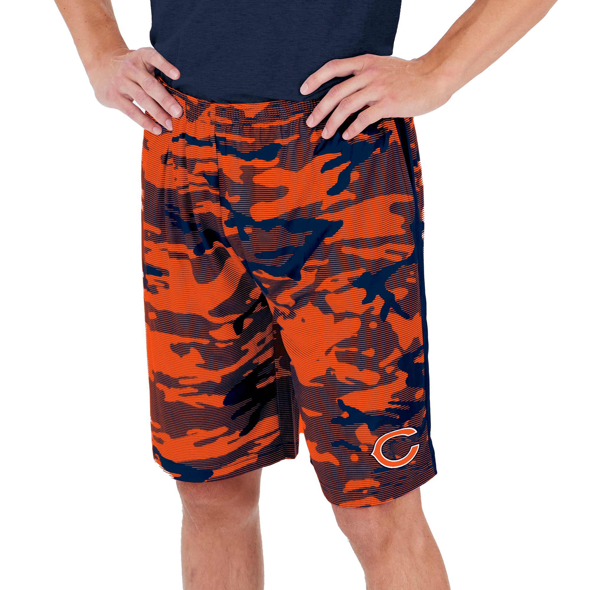 Zubaz Men's NFL Chicago Bears Lightweight Camo Lines Shorts with Logo