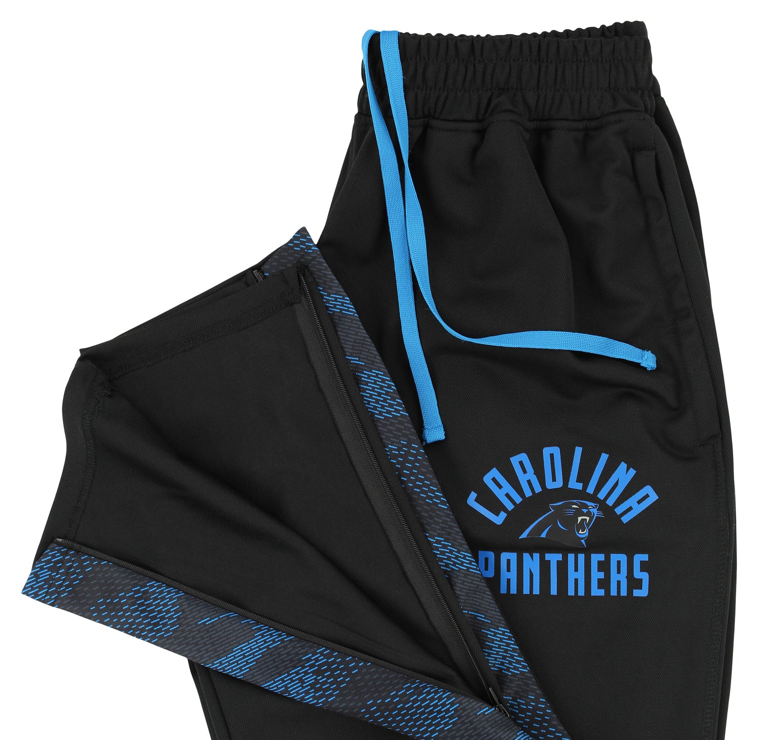 Zubaz NFL Men's Carolina Panthers Viper Accent Elevated Jacquard Track Pants