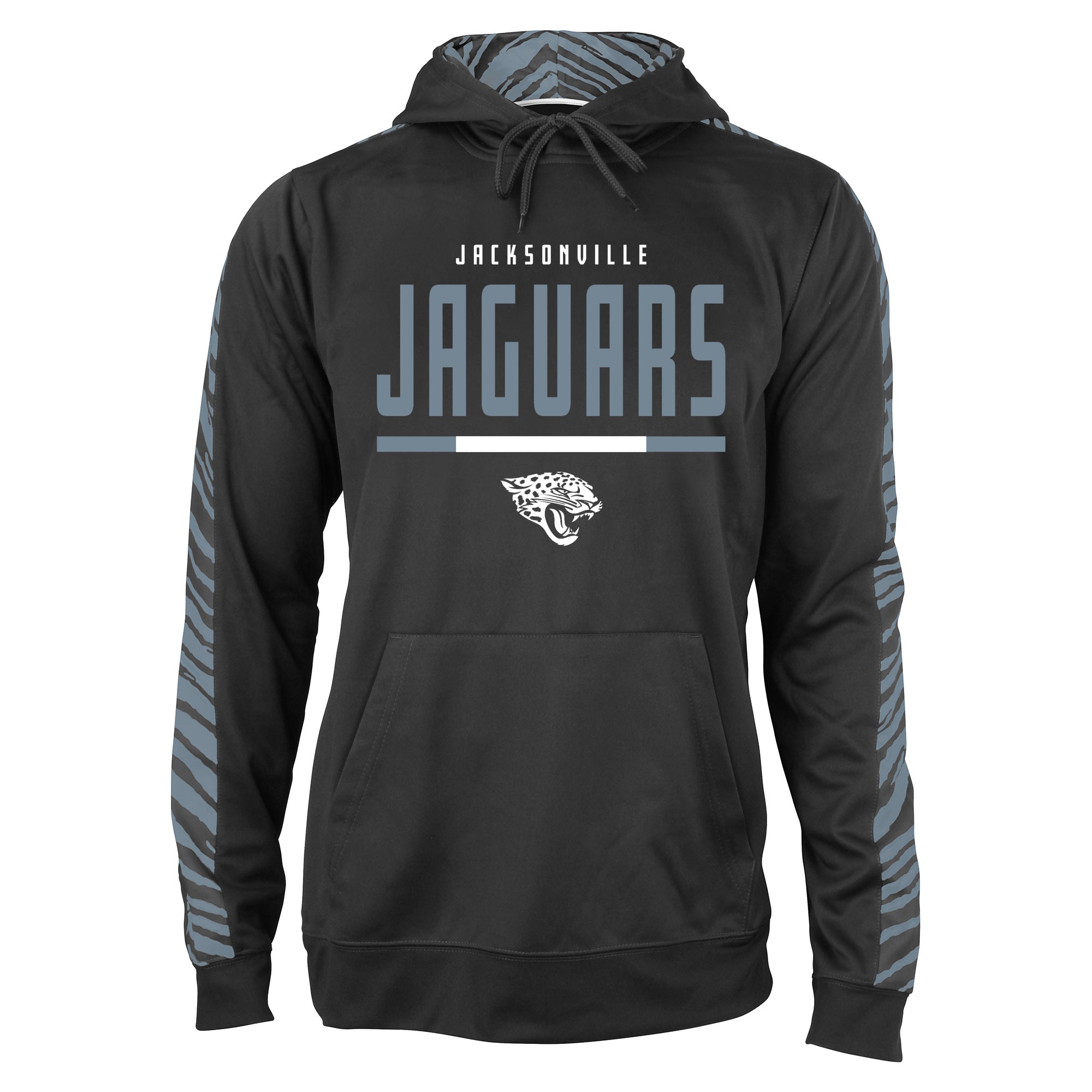 Zubaz NFL Men's Black and Grey Tonal Zebra Hoodie and Sleeve Jacksonville Jaguars