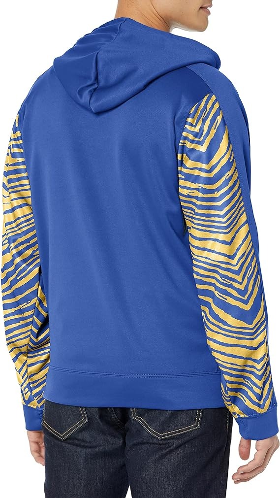 Zubaz NFL MEN'S LOS ANGELES RAMS TEAM COLOR FULL ZIP HOOD W/ 2-COLOR ZEBRA ACCENTS