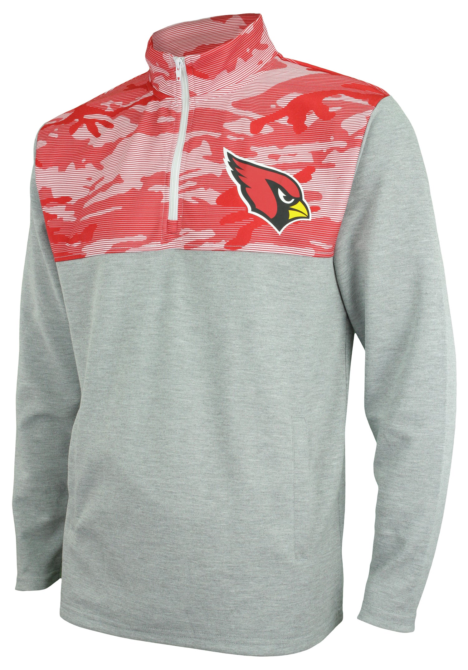 Zubaz NFL Men's Arizona Cardinals 1/4 Zip Fleece Pullover with Camo Lines