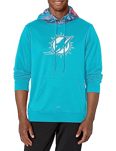 Zubaz NFL Men's Miami Dolphins Team Color Camo Back Panel Hoodie