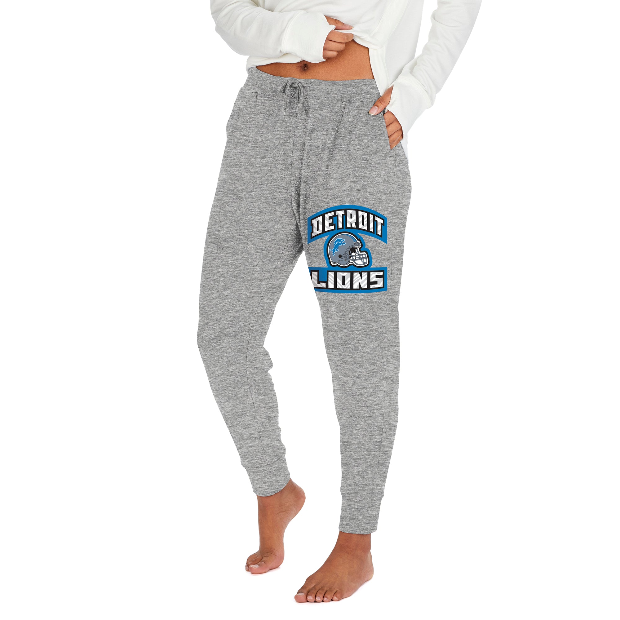 Zubaz NFL Women's Detroit Lions Marled Gray Soft Jogger