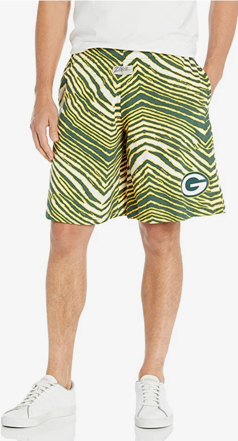 Zubaz Green Bay Packers NFL Men's Classic Zebra Print Shorts with Team Logo