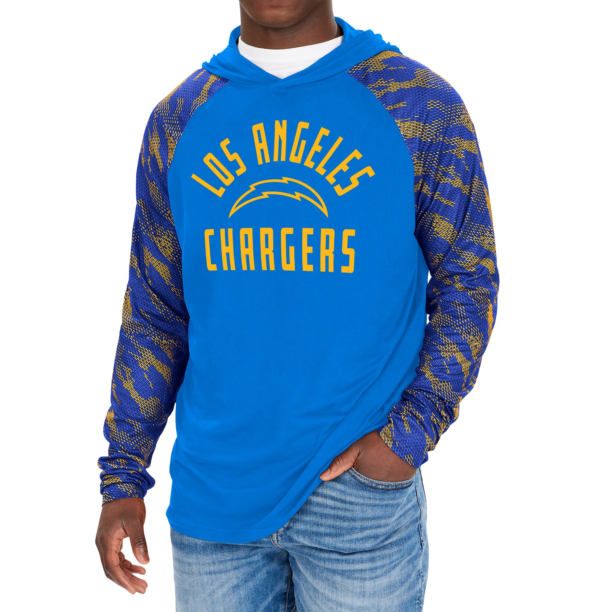 Zubaz NFL Men's Los Angeles Chargers Viper Print Pullover Hooded Sweatshirt