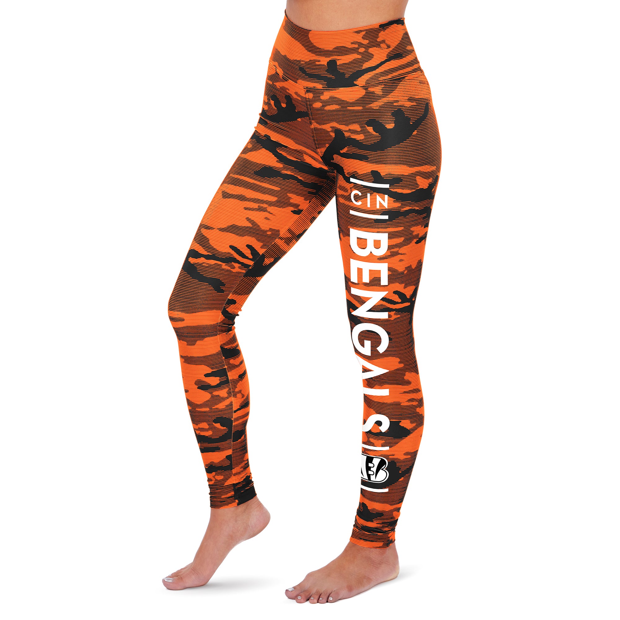 Zubaz  NFL Women's Cincinnati Bengals Marled Camo Lines Leggings