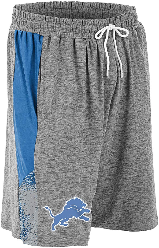 Zubaz NFL Football Mens Detroit Lions Gray Space Dye Shorts