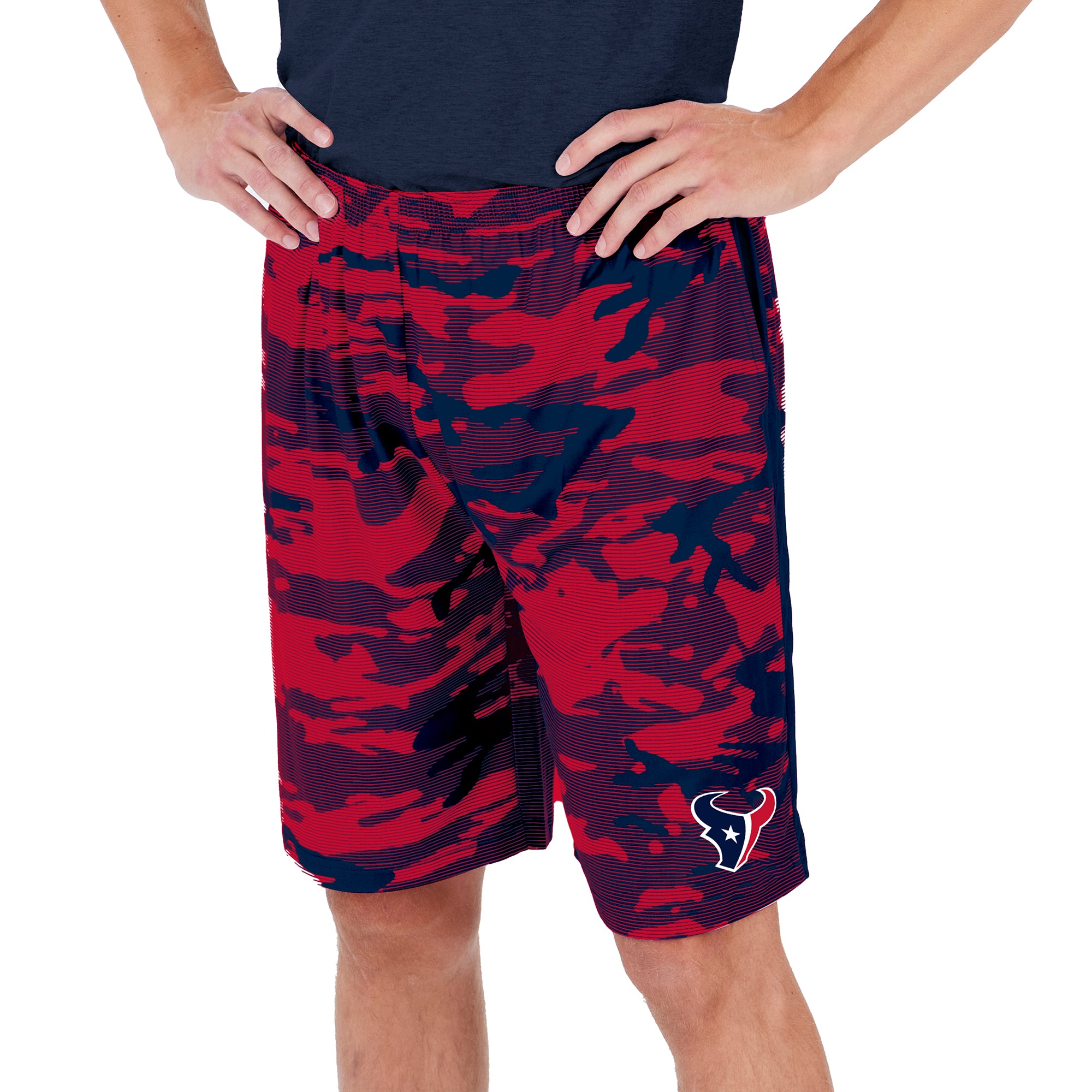 Zubaz Men's NFL Houston Texans Lightweight Camo Lines Shorts with Logo