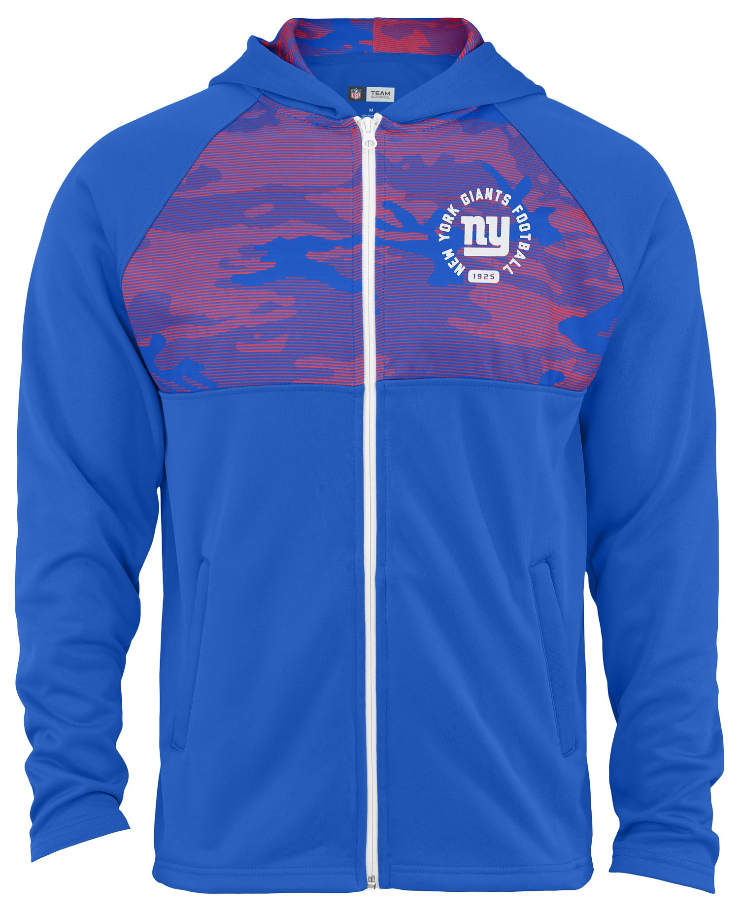 Zubaz NFL Men's Standard Full Zip Hoodie With Yoke New York Giants