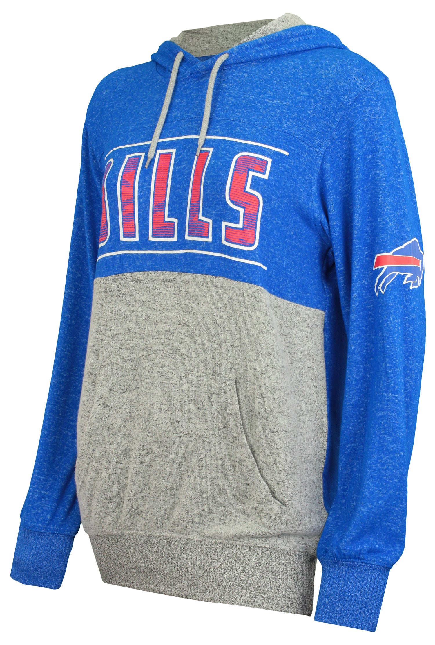 Zubaz NFL BUFFALO BILLS WOMENS CROSSOVER SOFT HOOD MARLED TEAM COLOR W/ CAMO LINES TEXT