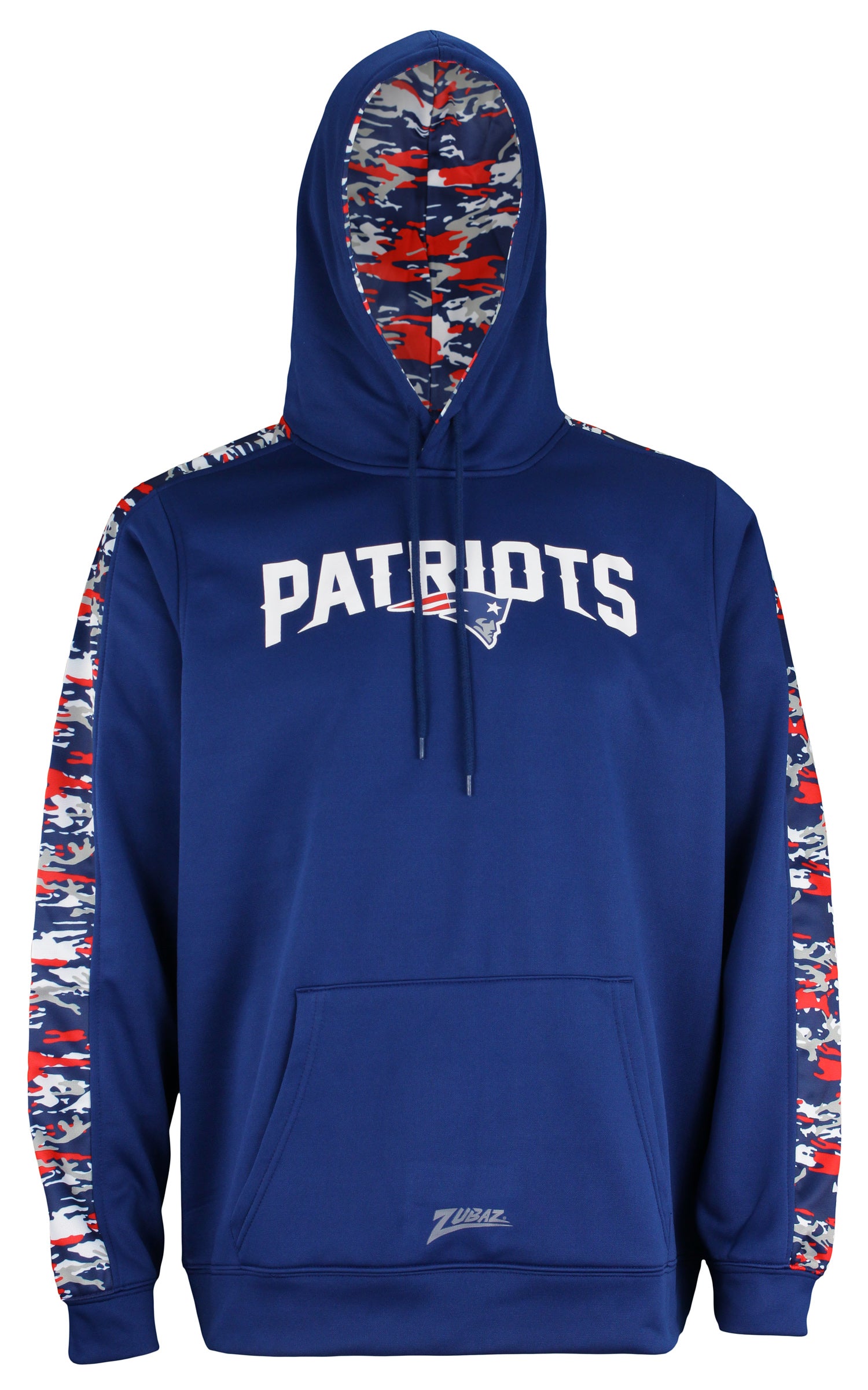 Zubaz NFL NEW ENGLAND PATRIOTS BOBS STORES PREPACK SOLID BODY NAVY/RED CAMO HOOD Large