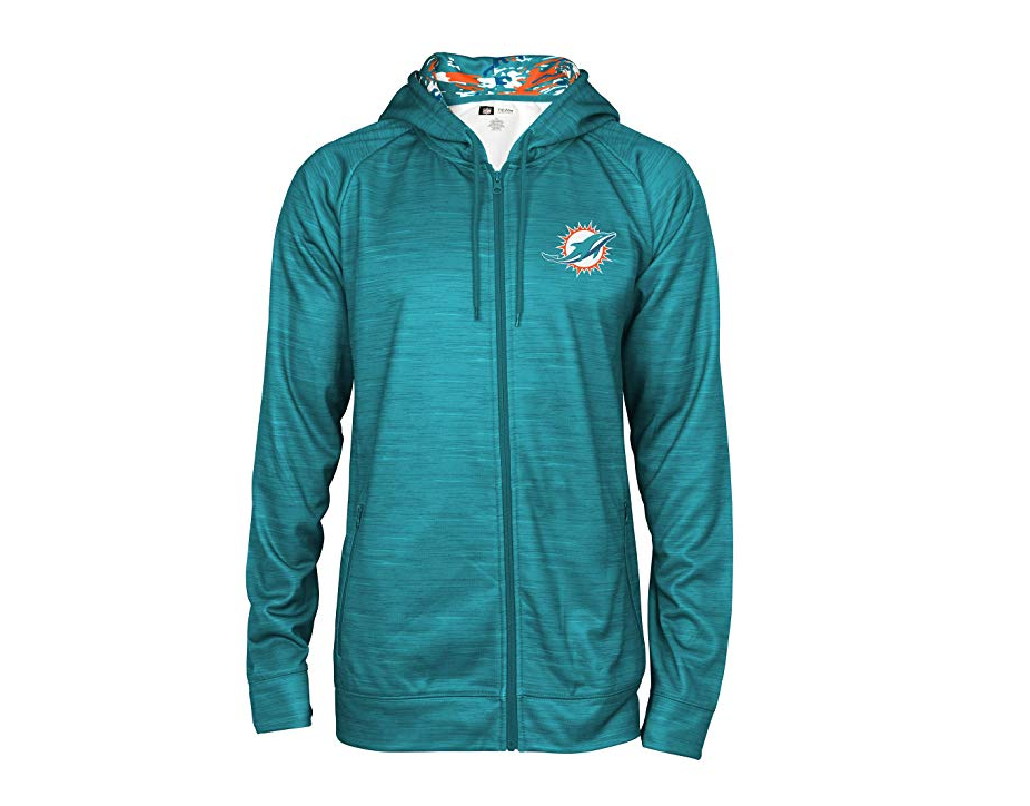 Zubaz Men's NFL Miami Dolphins Zip Up Hoodie With Camo Accents