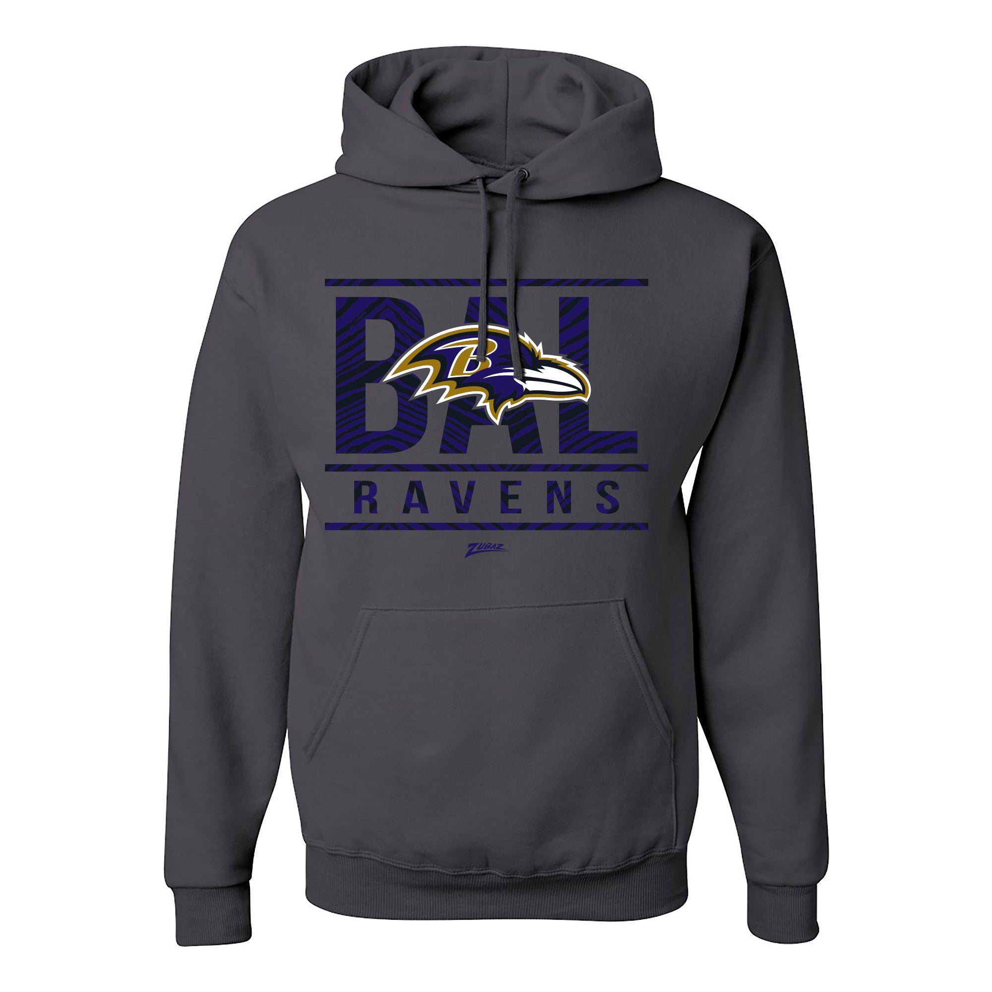 Zubaz NFL Baltimore Ravens Unisex Pullover Fleece Hoodie for Adult Men and Women, Z2C Goal Line, Charcoal