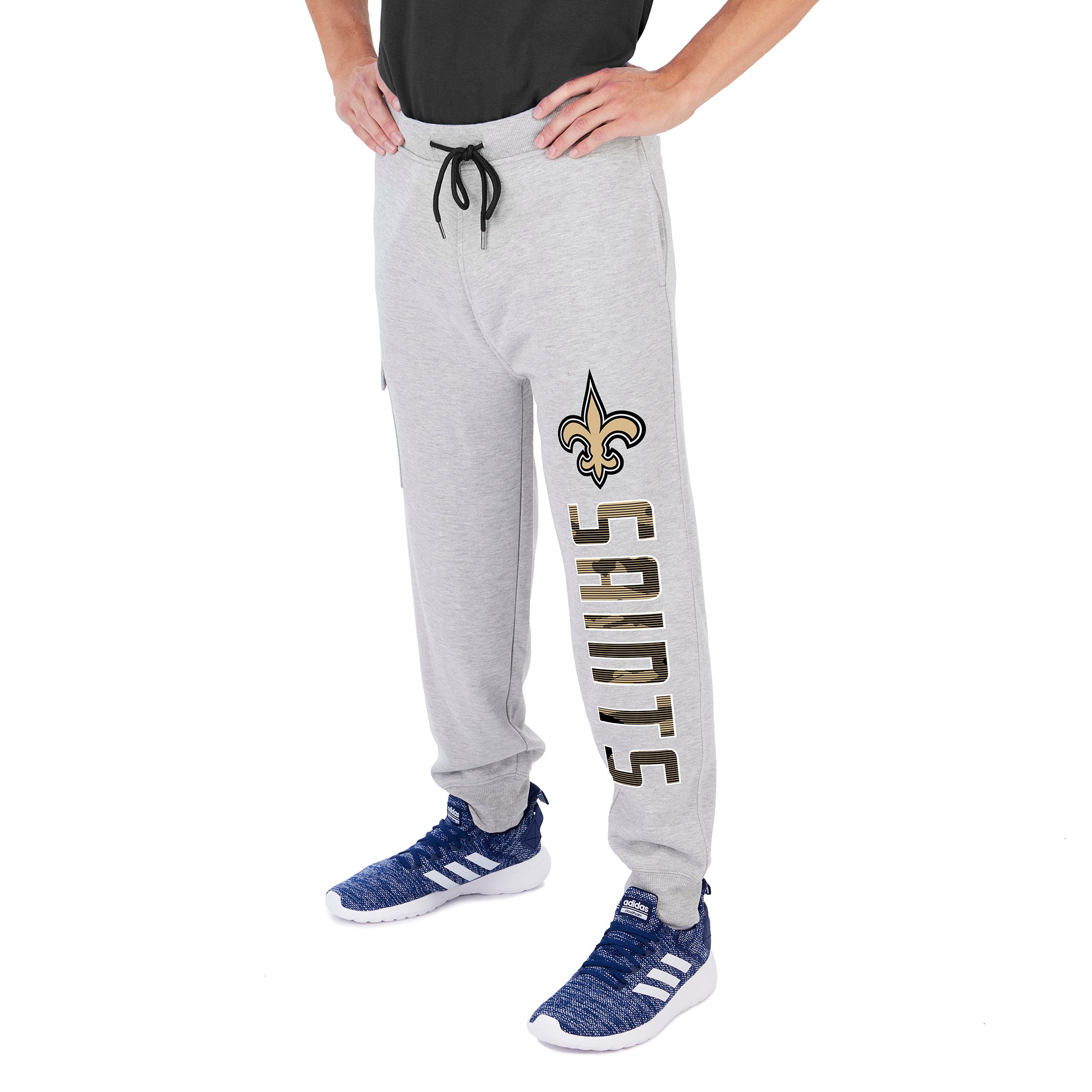 Zubaz NFL Men's New Orleans Saints Heather Gray Cargo Sweatpants