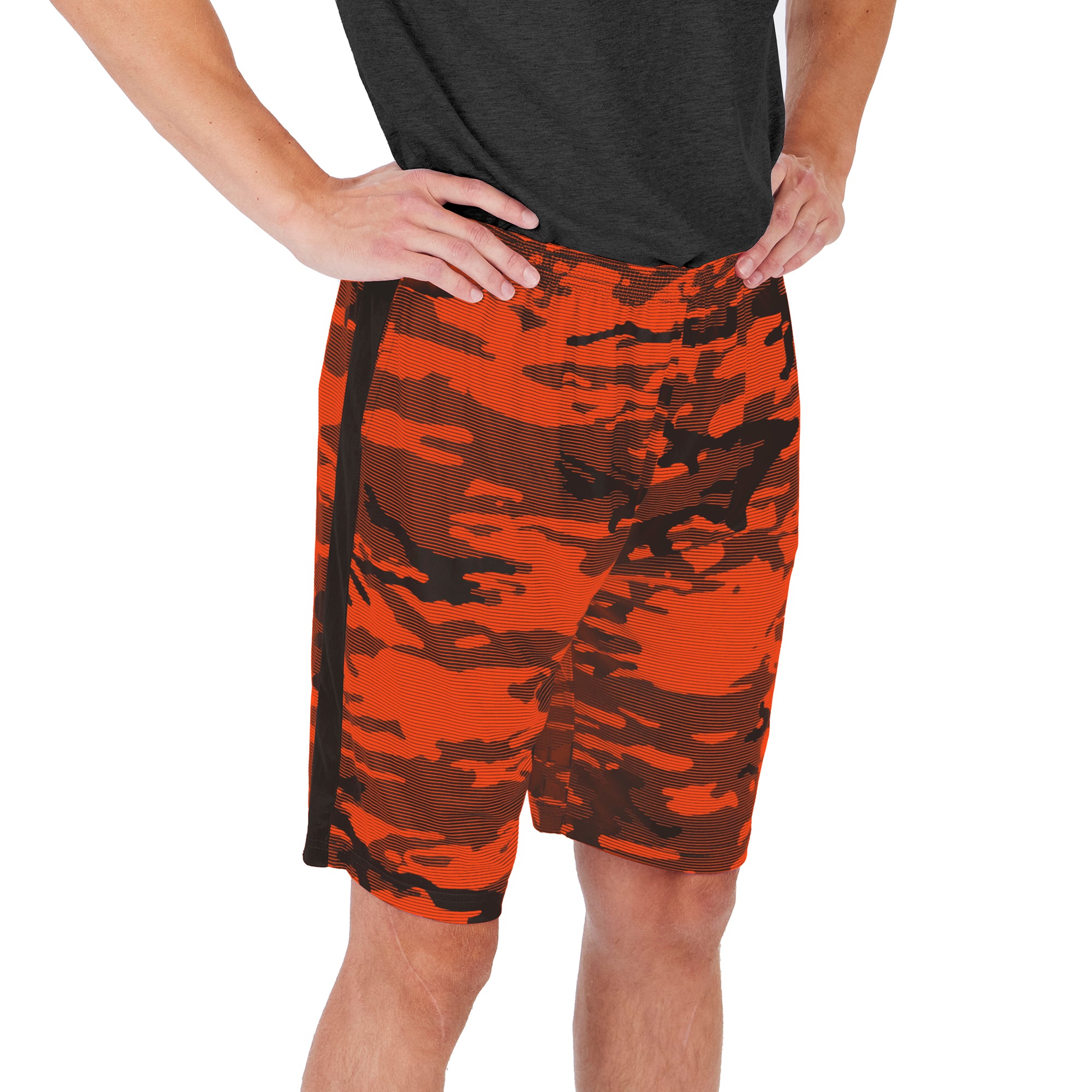 Zubaz Men's NFL Cleveland Browns Lightweight Camo Lines Shorts with Logo