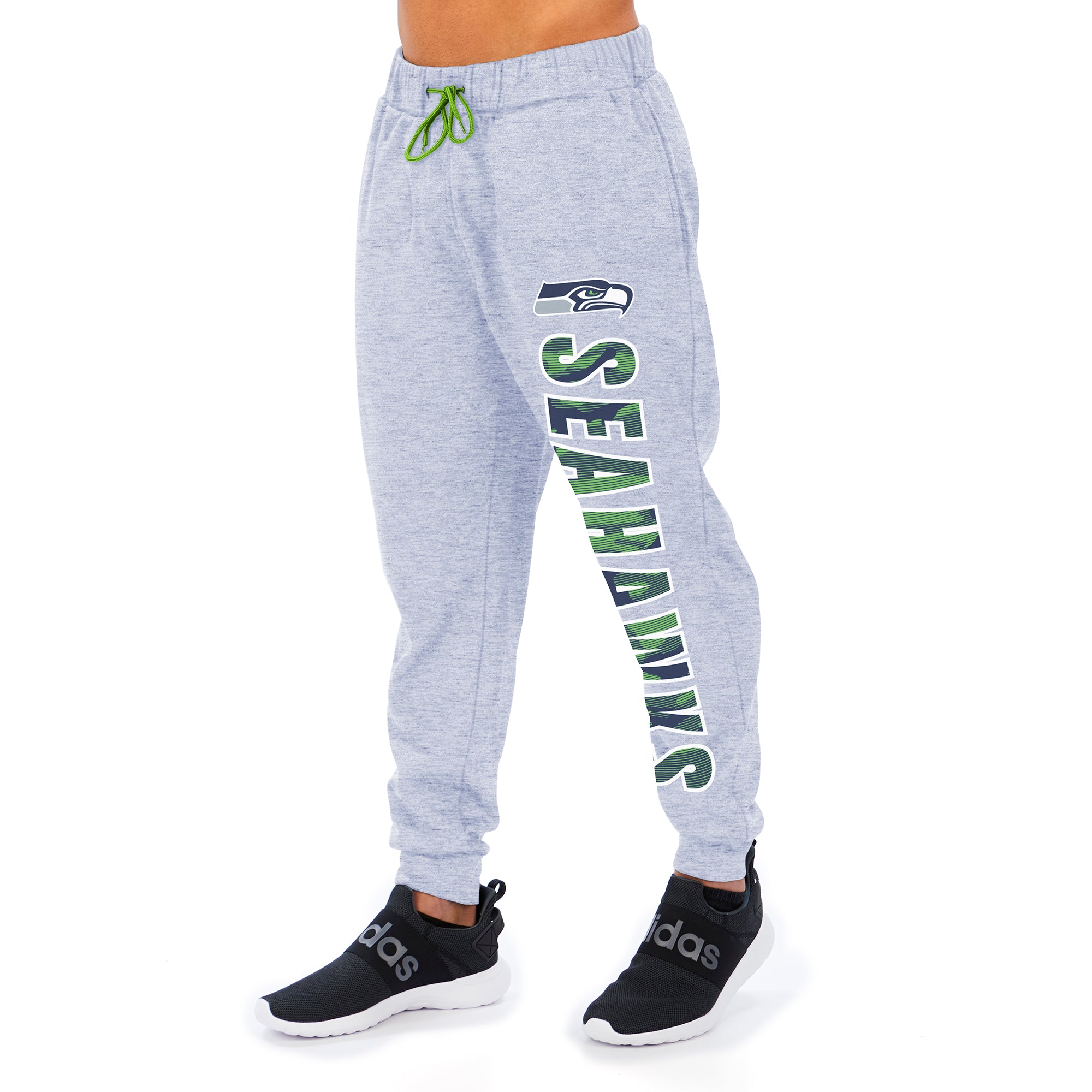 Zubaz Men's NFL Seattle Seahawks Heather Gray Jogger with Camo Lines Graphic