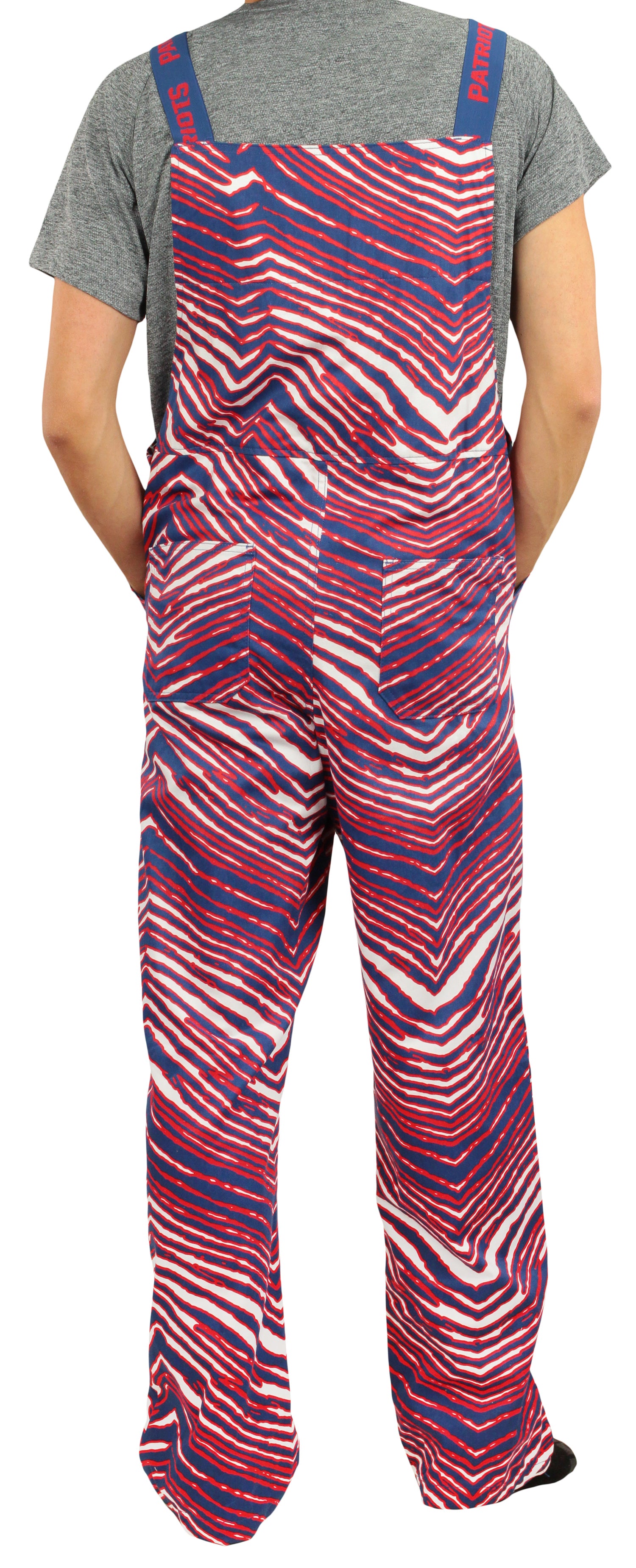 Zubaz NFL Men's New England Patriots Zebra Printed Team Bib Overalls