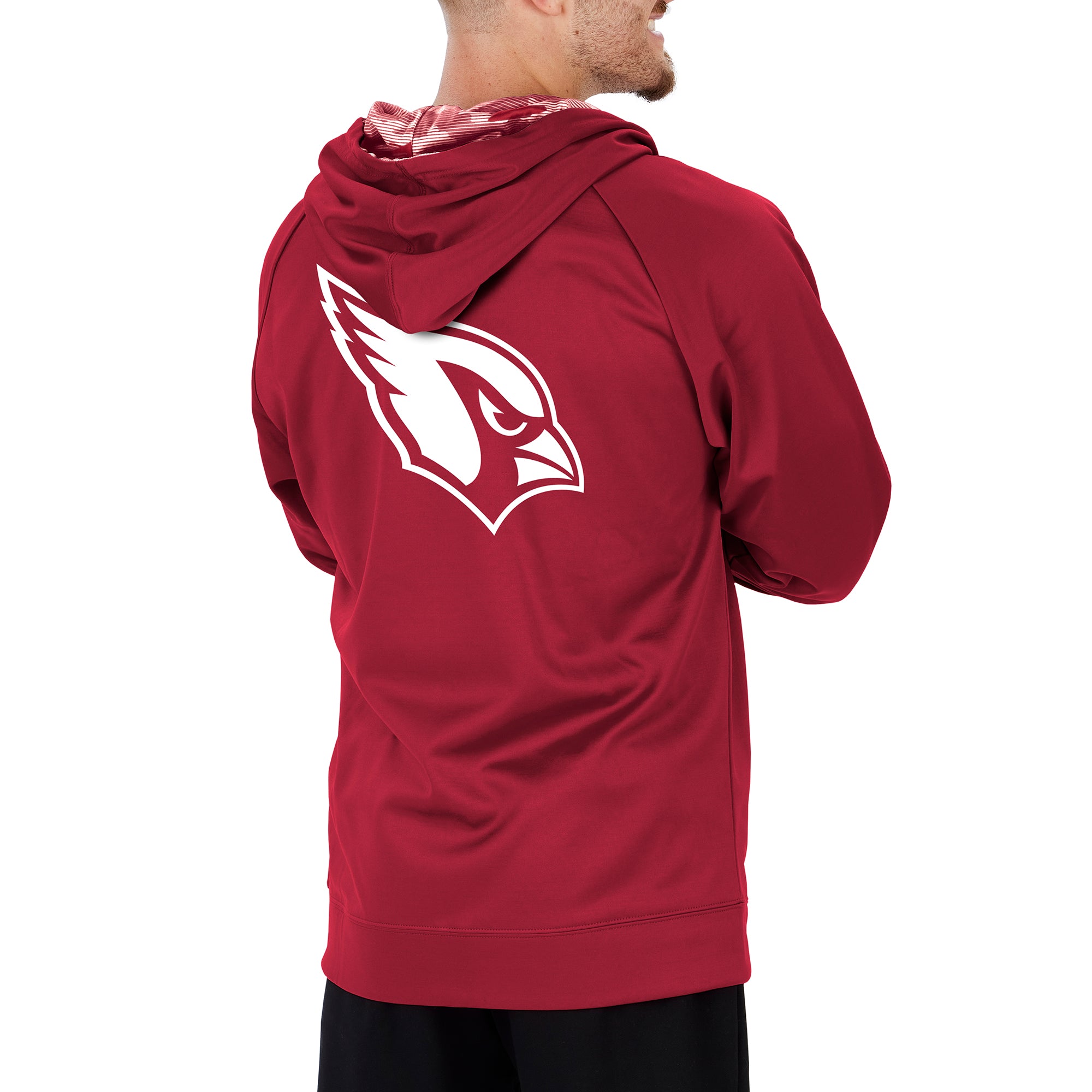 Zubaz NFL Men's Arizona Cardinals Full Zip Camo Hoodie With Team Color Camo Lines