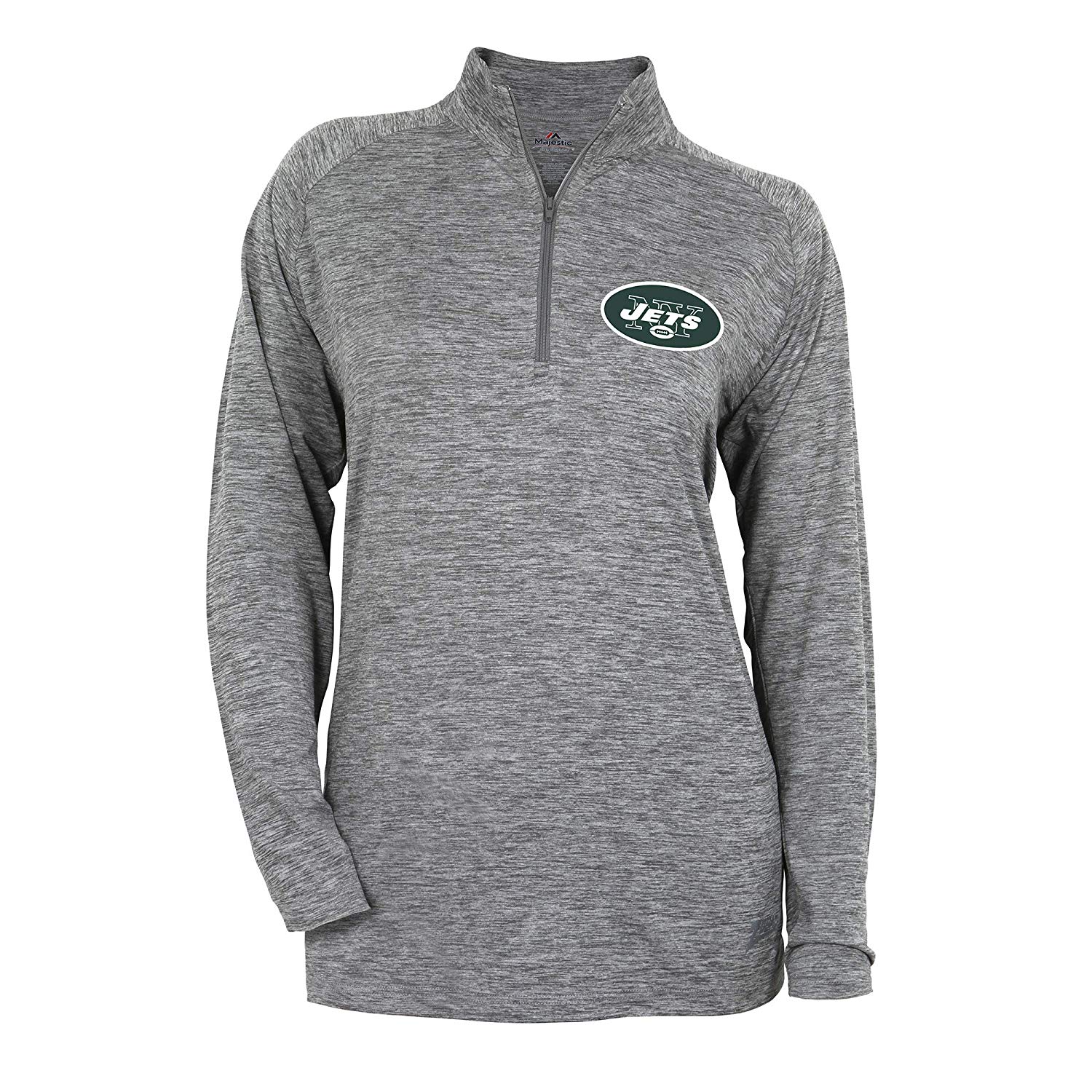 Zubaz NFL Football Women's New York Jets Tonal Gray Quarter Zip Sweatshirt