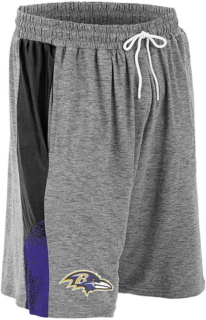 Zubaz NFL Football Mens Baltimore Ravens Gray Space Dye Shorts