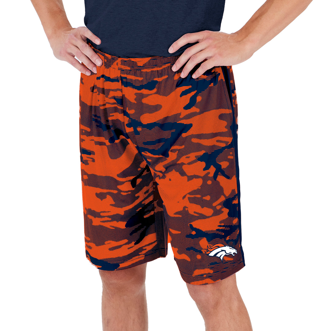 Zubaz Men's NFL Denver Broncos Lightweight Camo Lines Shorts with Logo