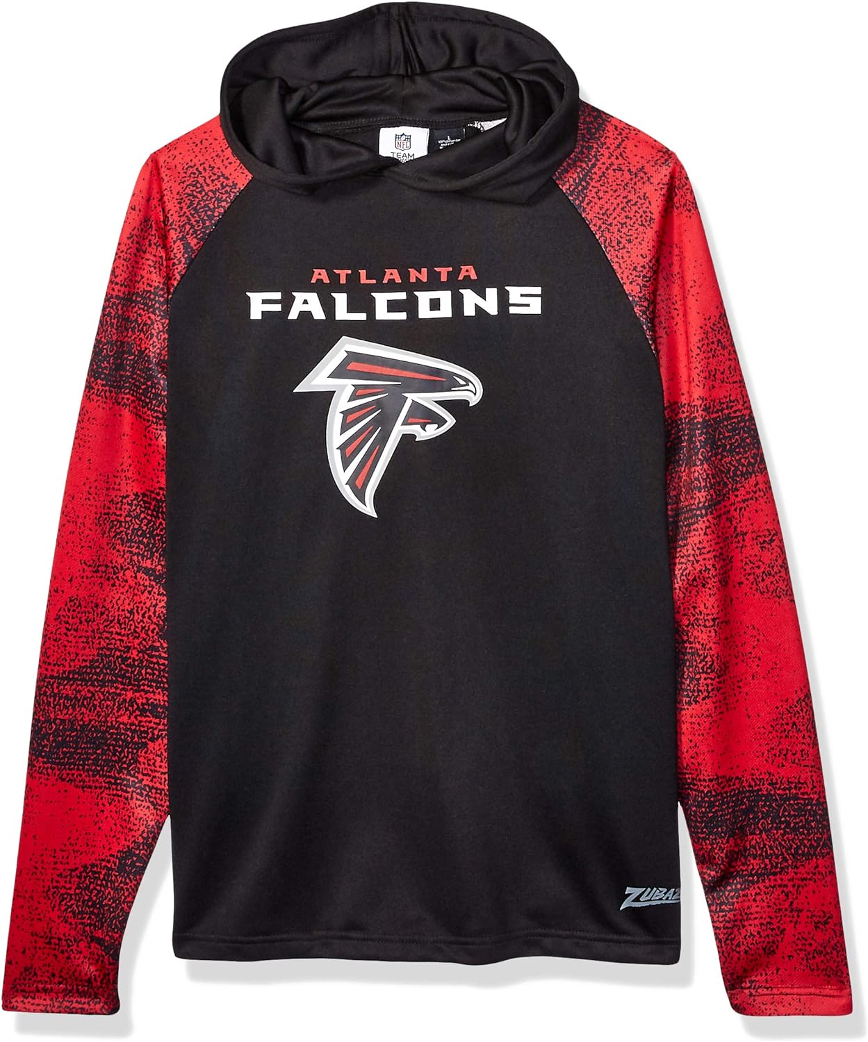 Zubaz NFL MENS ATLANTA FALCONS SOLID BODY BLACK/RED STATIC FRENCH TERRY LW HOOD Double Extra Large