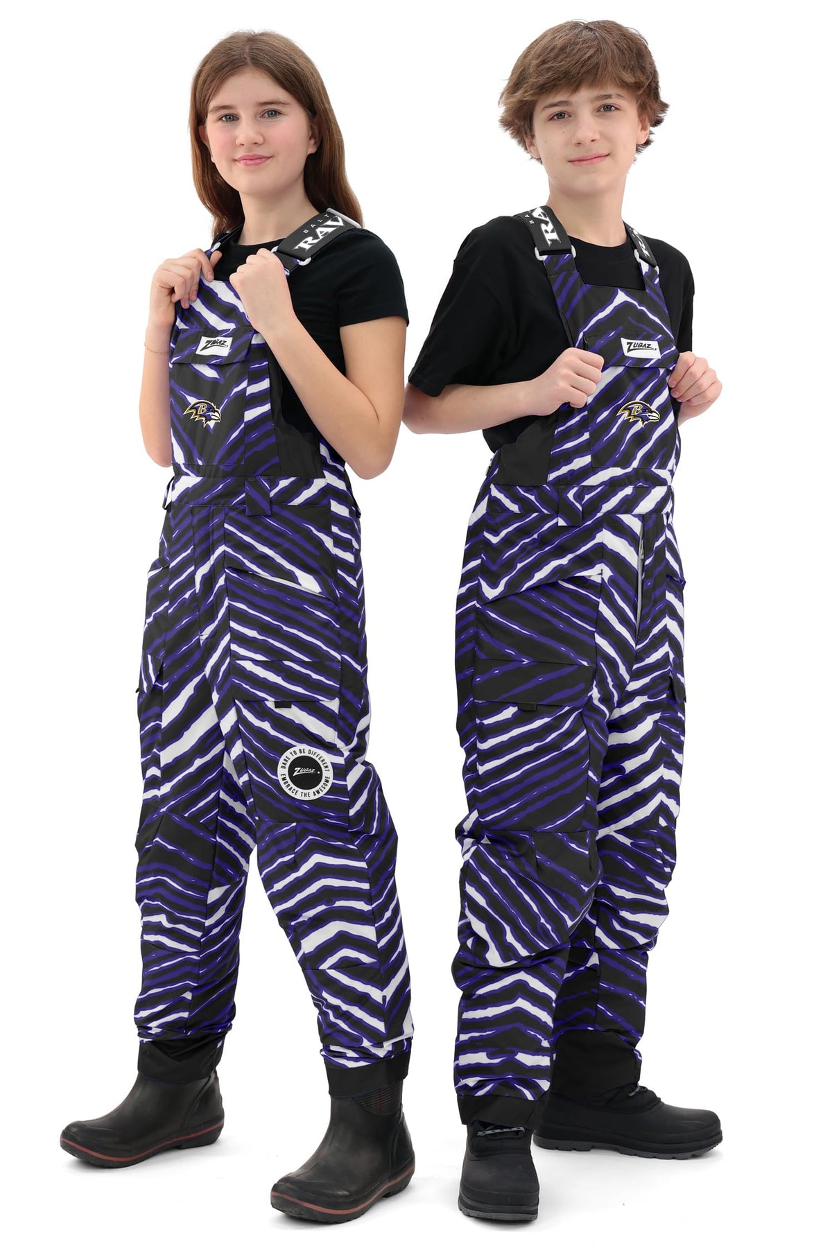 Zubaz NFL New England Patriots Youth Unisex Team Color 3 Color Zebra Blizzard Snow Bib Jr