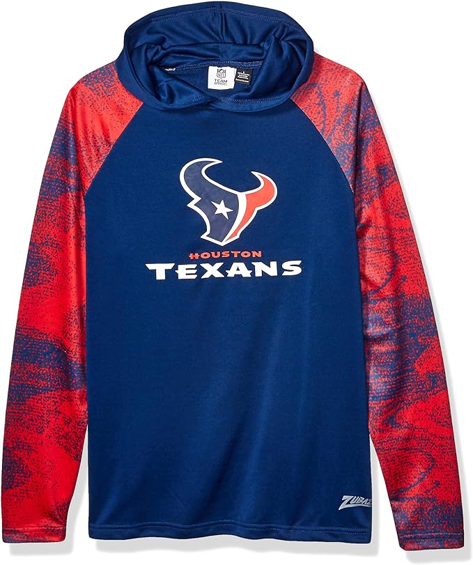 Zubaz NFL MENS HOUSTON TEXANS SOLID BODY NAVY/RED STATIC FRENCH TERRY LW HOOD Extra Large