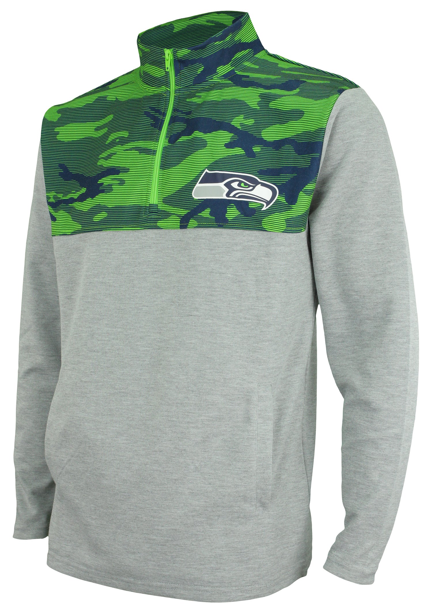 Zubaz NFL Men's Seattle Seahawks 1/4 Zip Fleece Pullover With Camo Lines