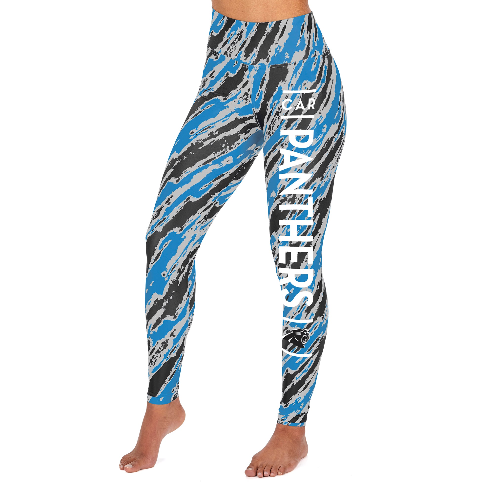 Zubaz NFL Women's Carolina Panthers Diagonal Streak Leggings