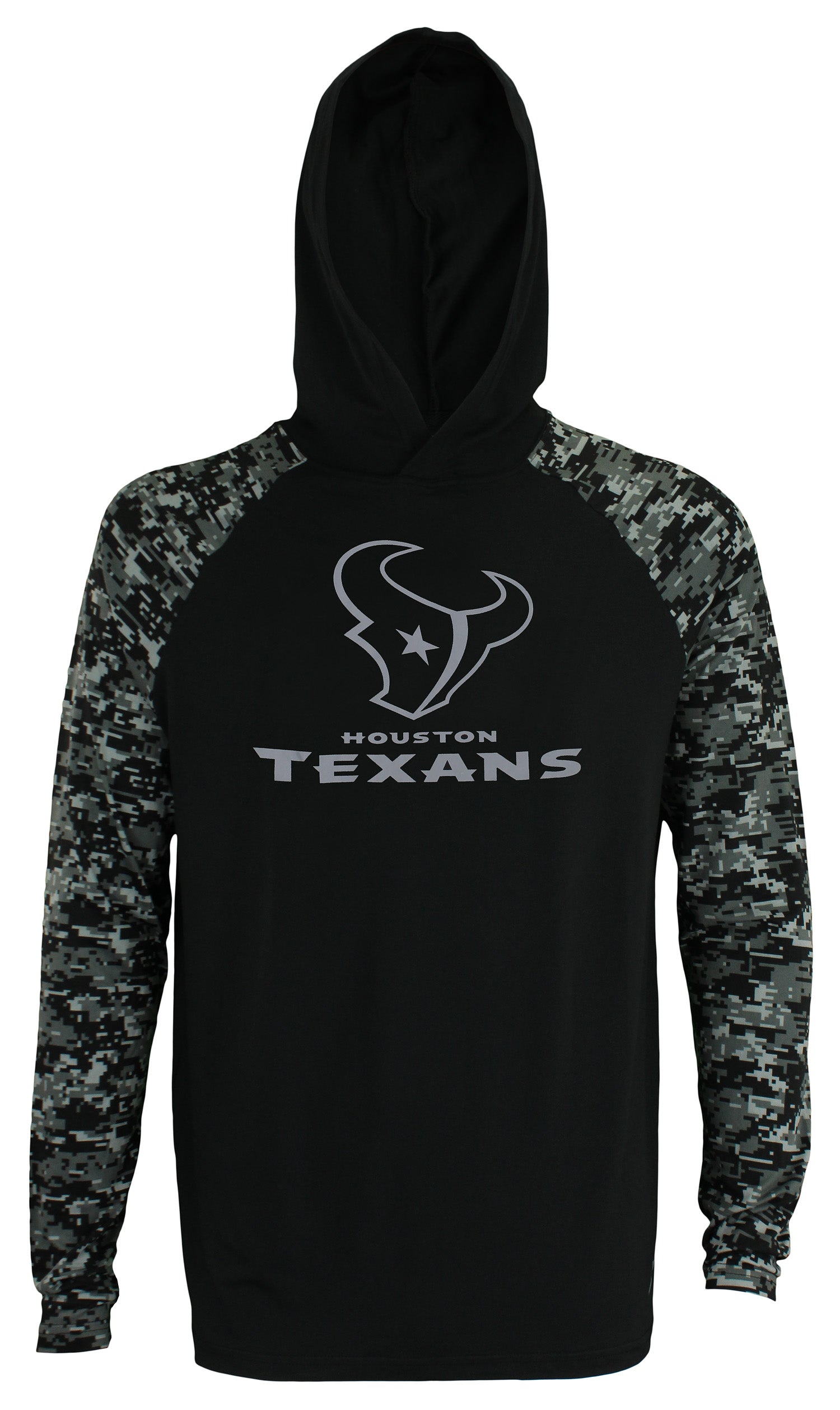 Zubaz NFL Men's Houston Texans Solid Body Digital Camo Trim Hoodie, Black