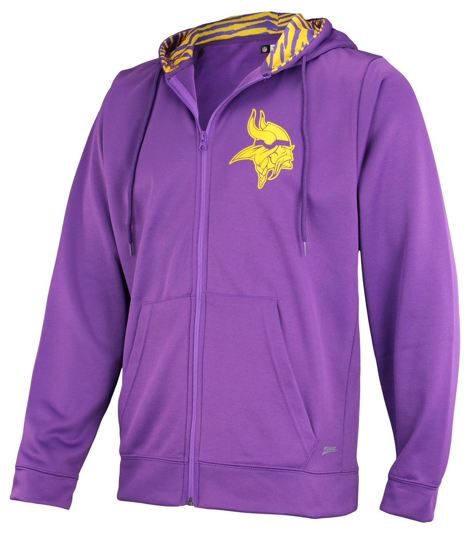 Zubaz NFL Men's Minnesota Vikings Team Full Zip Up Hoodie With Zebra Accents