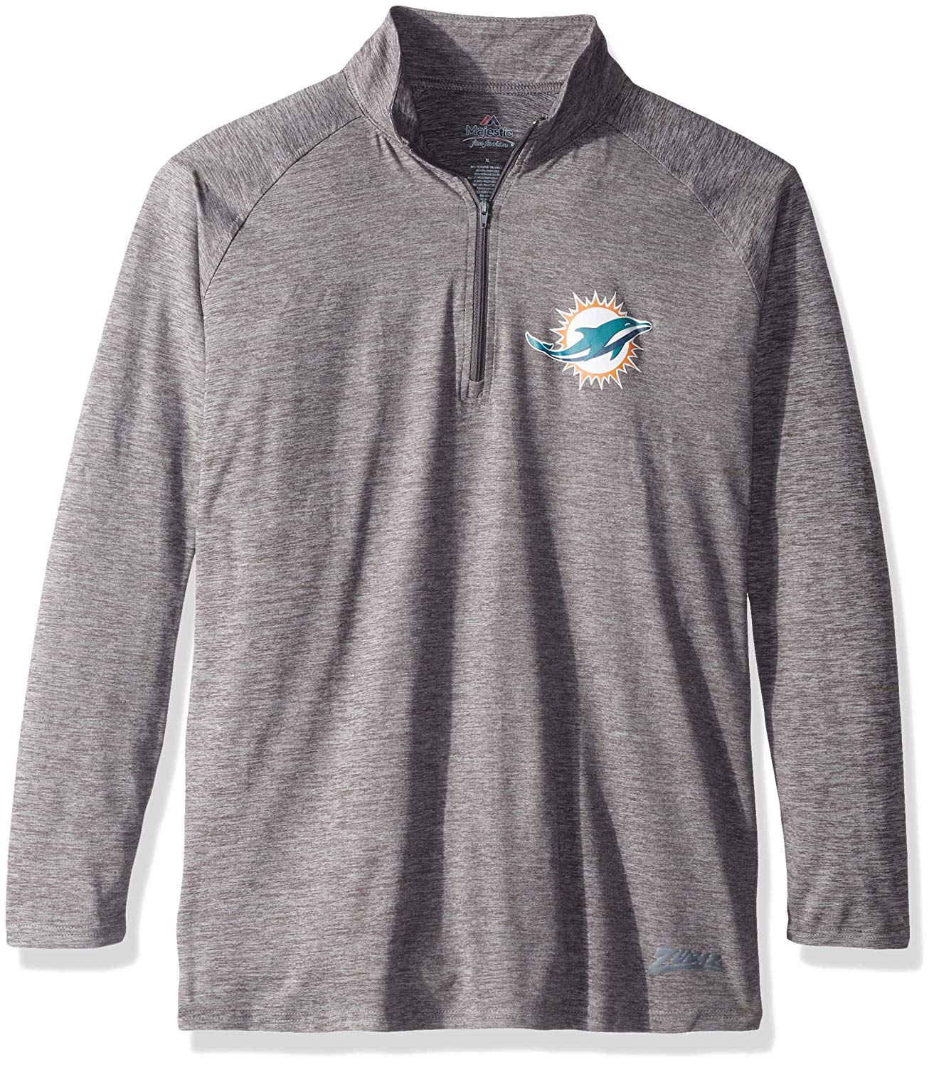 Zubaz NFL Football Women's Miami Dolphins Tonal Gray Quarter Zip Sweatshirt