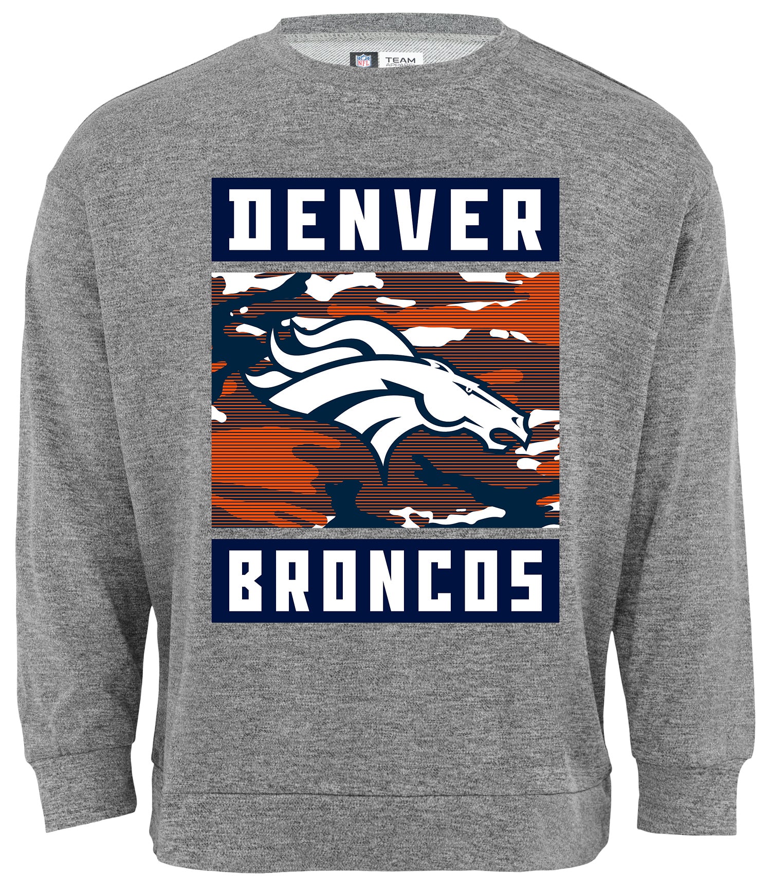 Zubaz NFL Men's Denver Broncos Heather Grey Camo Team Crewneck Sweatshirt