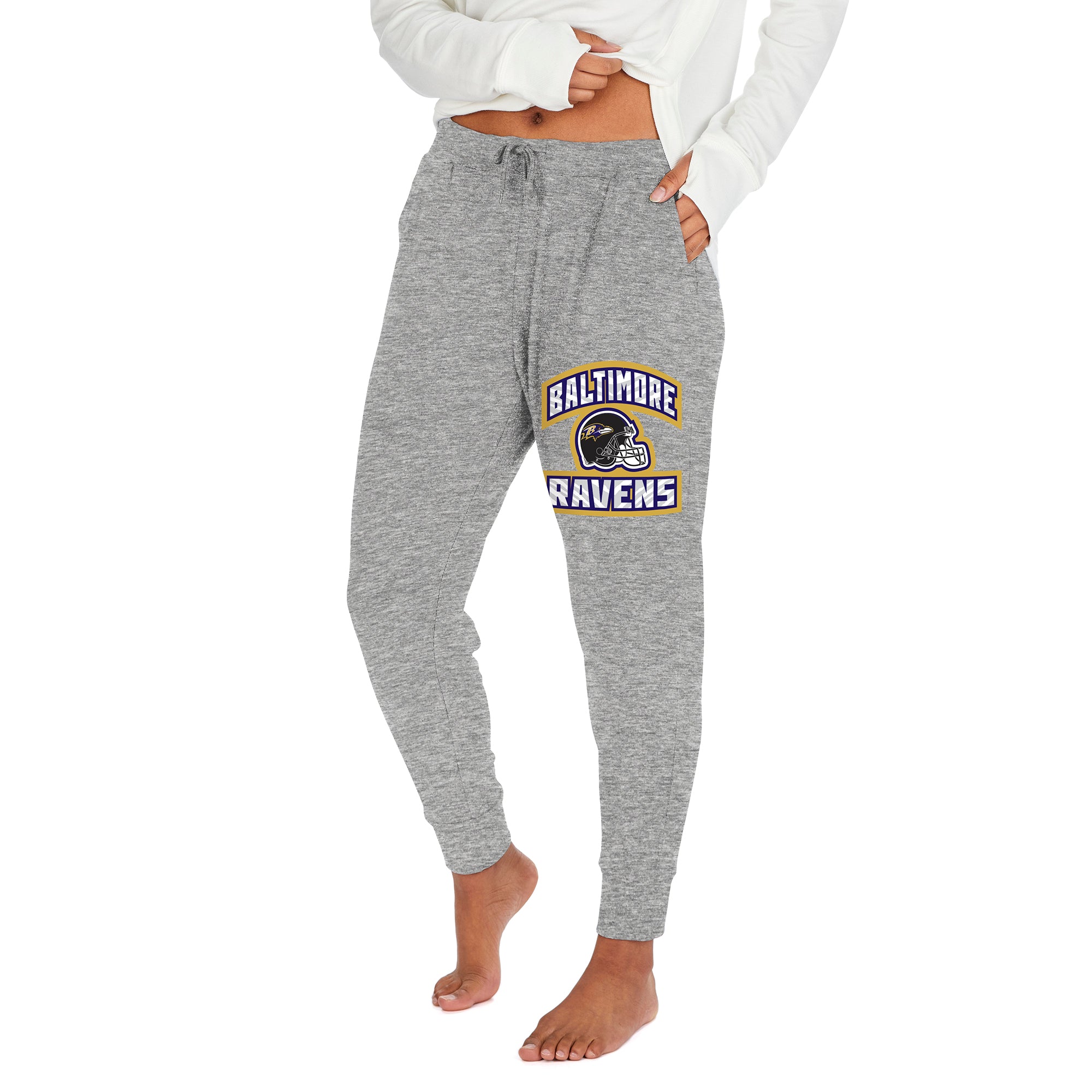 Zubaz NFL Women's Baltimore Ravens Marled Gray Soft Jogger