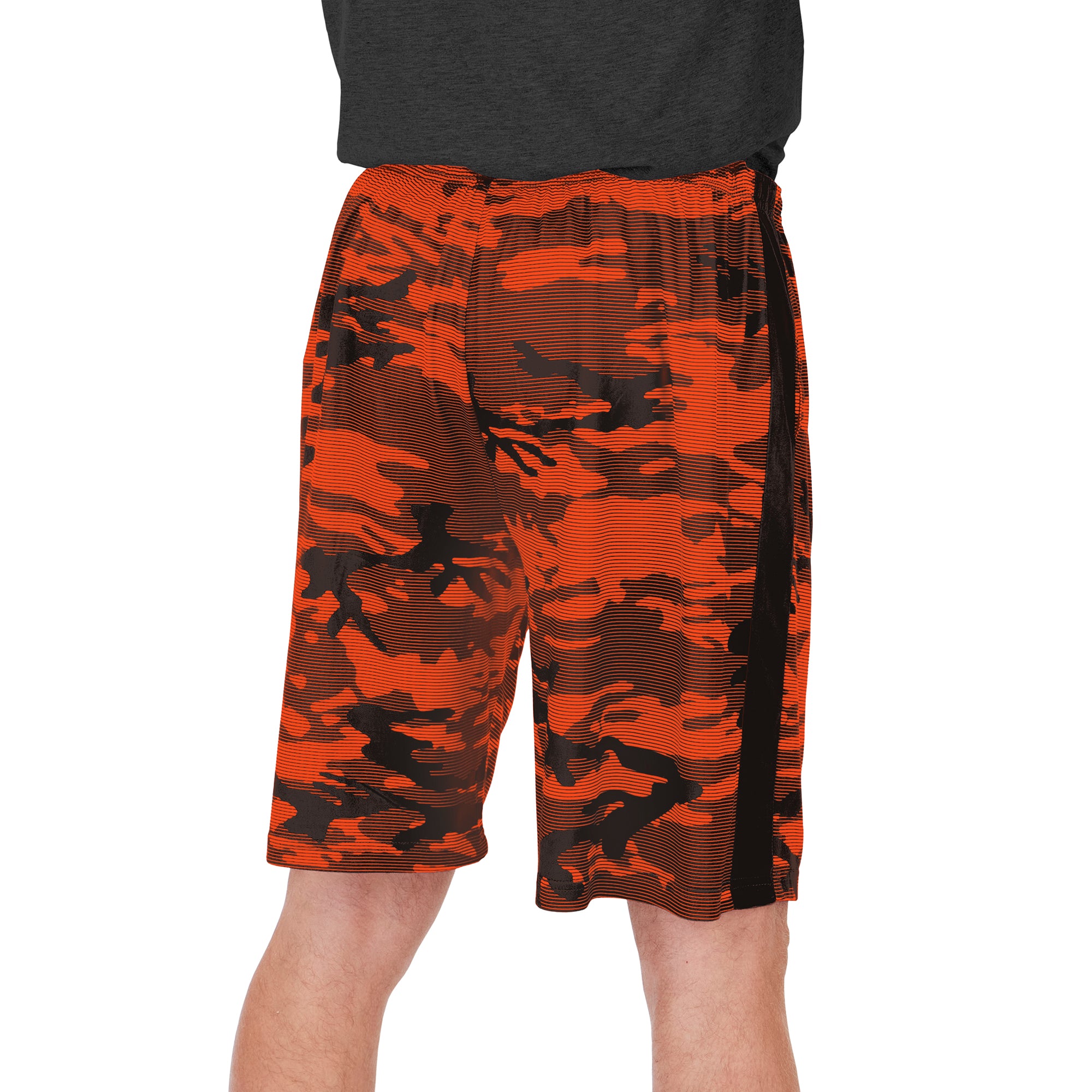 Zubaz Men's NFL Cleveland Browns Lightweight Camo Lines Shorts with Logo