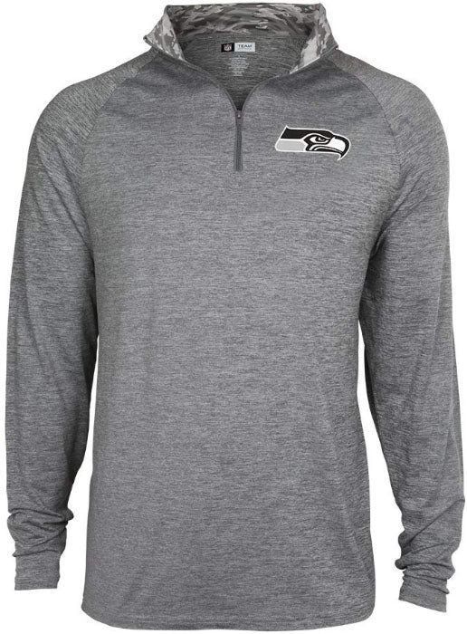 Zubaz NFL Football Men's Seattle Seahawks Tonal Gray Quarter Zip Sweatshirt