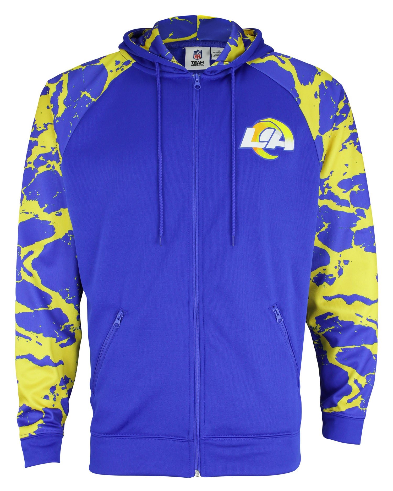 Zubaz NFL Men's Los Angeles Rams Performance Full Zip Hoodie with Lava Sleeves