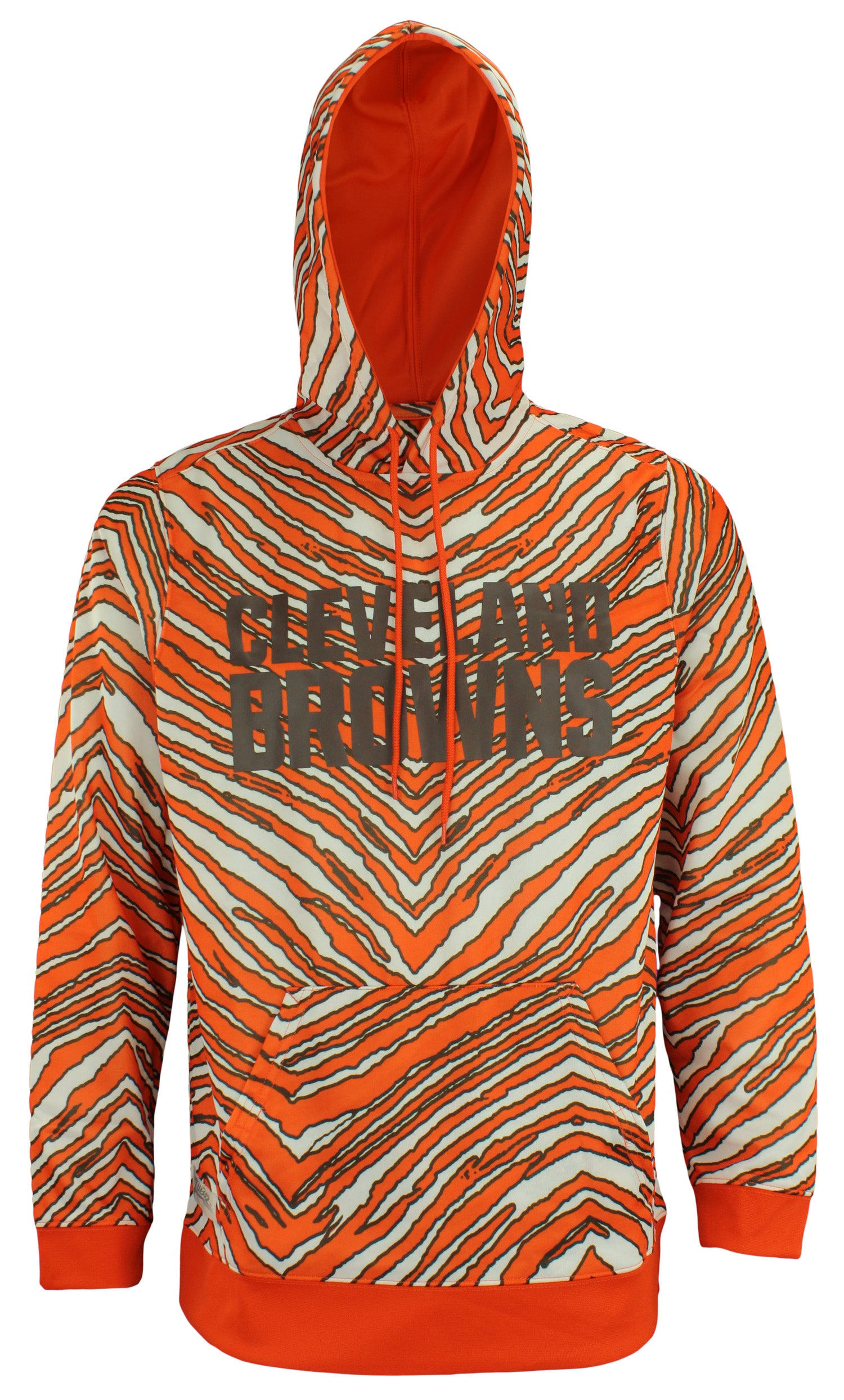 Zubaz NFL Men's Cleveland Browns Retro Zebra Accent Hoodie, Orange