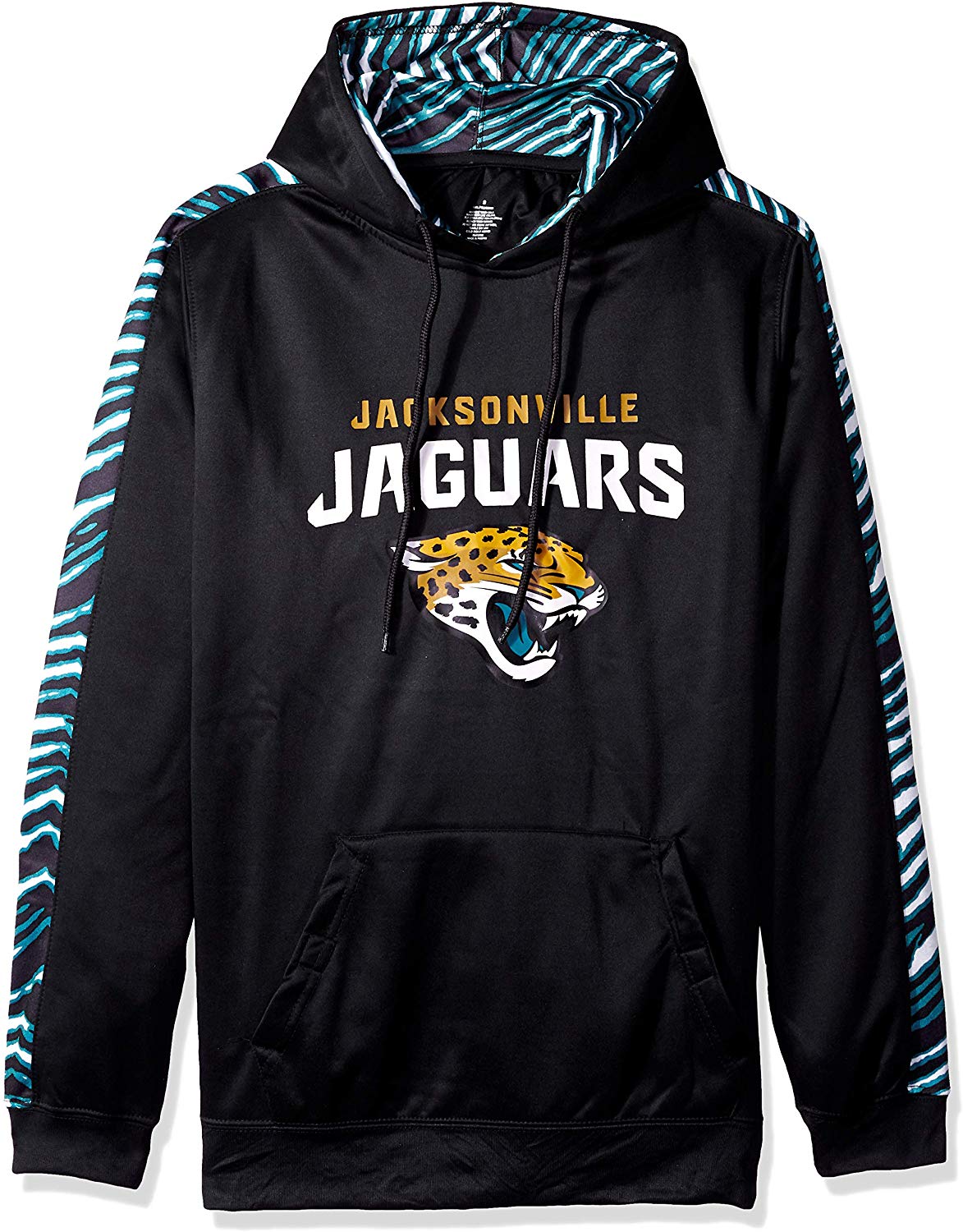 Zubaz NFL Football Men's Jacksonville Jaguars Zebra Accent Solid Hoodie