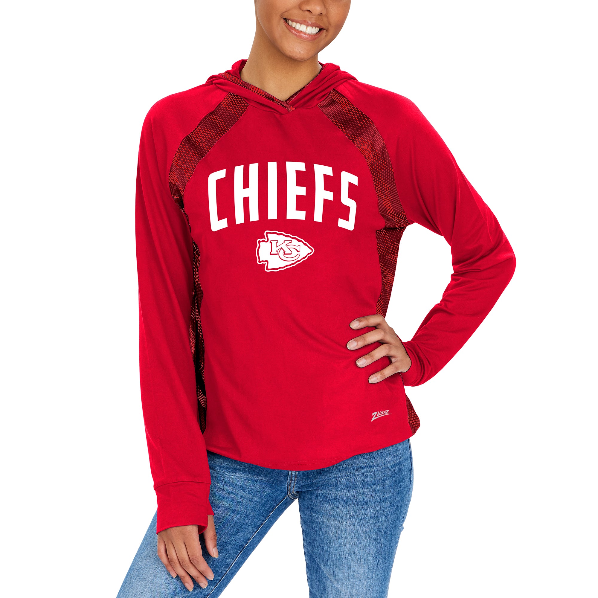 Zubaz NFL Women's Kansas City Chiefs Elevated Hoodie W/ Tonal Viper Print