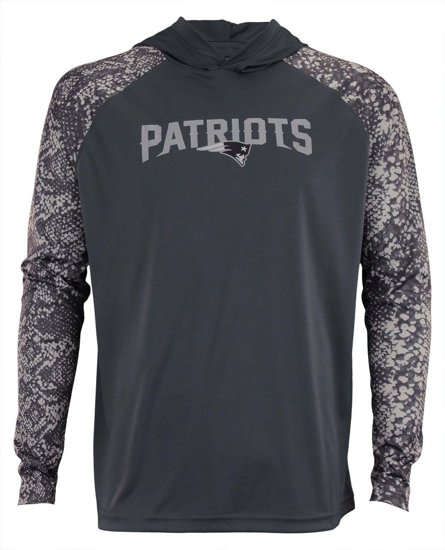 Zubaz NFL Men's New England Patriots Gray Post Light Weight Hoodie