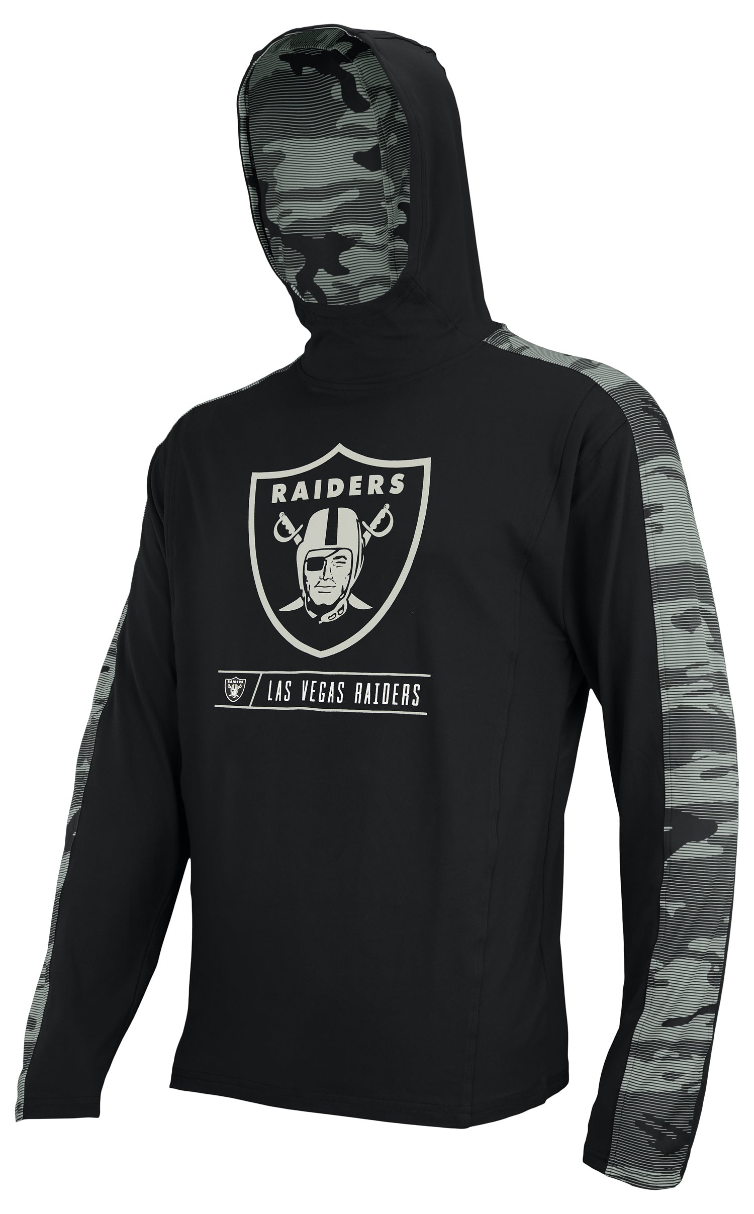 Zubaz NFL LAS VEGAS RAIDERS SOLID TEAM COLOR ELEVATED LIGHTWEIGHT HOOD W/ CAMO LINES ACCENTS Large , 802005