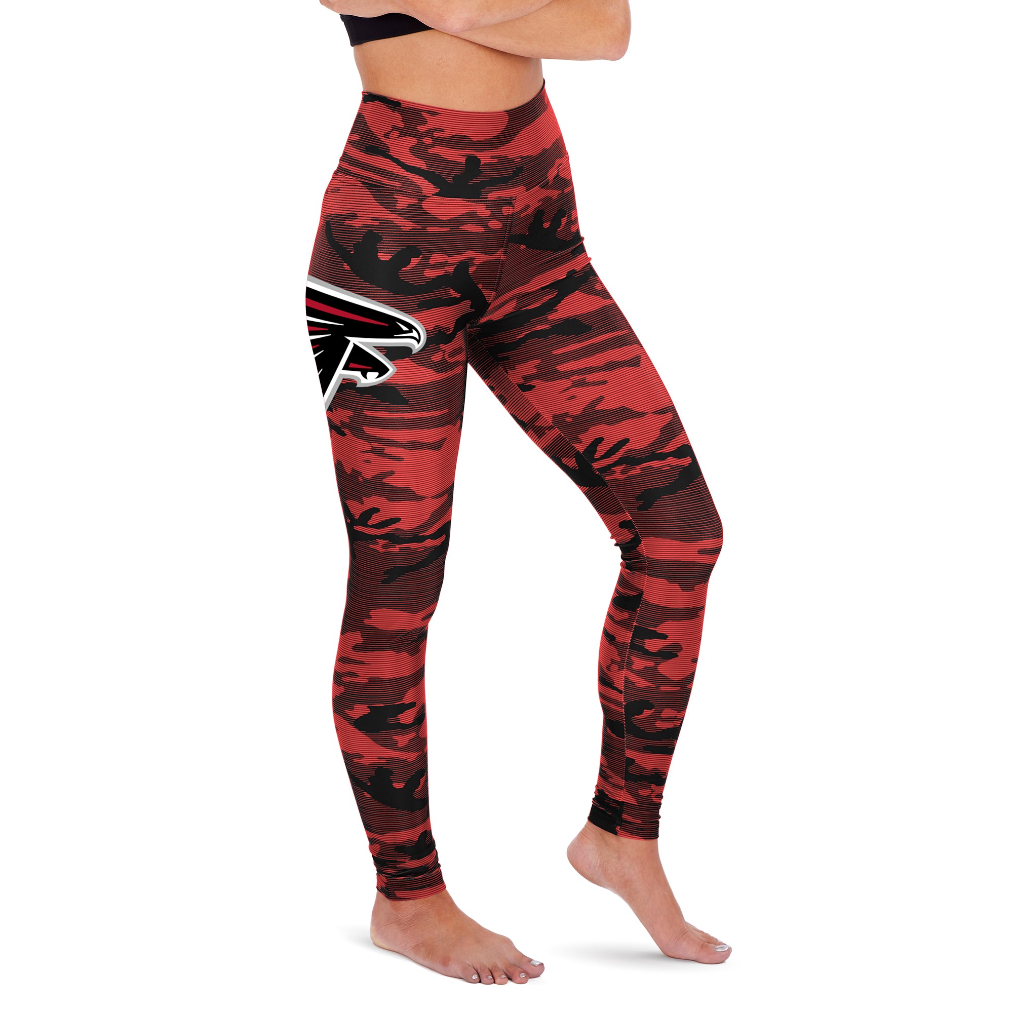 Zubaz NFL Women's Atlanta Falcons Black/Scarlet Camo Line Leggings