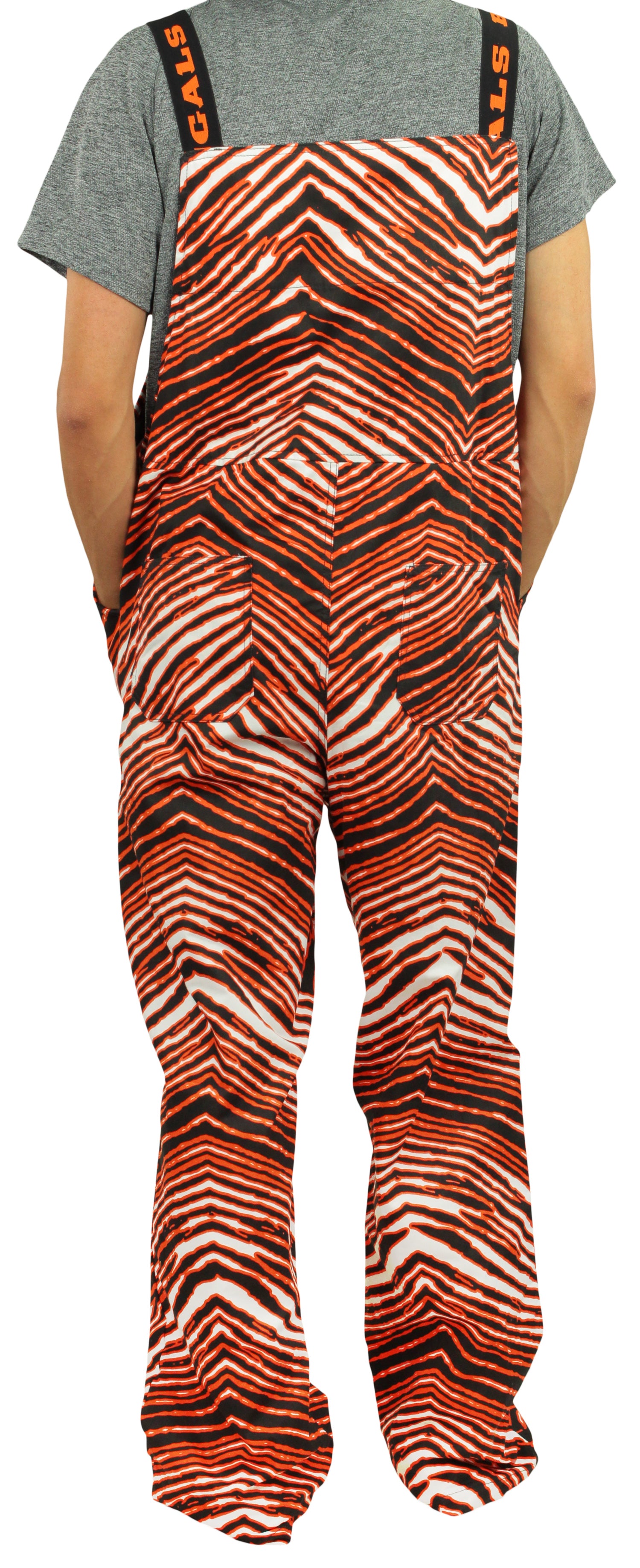 Zubaz NFL Men's Cincinnati Bengals Zebra Printed Team Bib Overalls