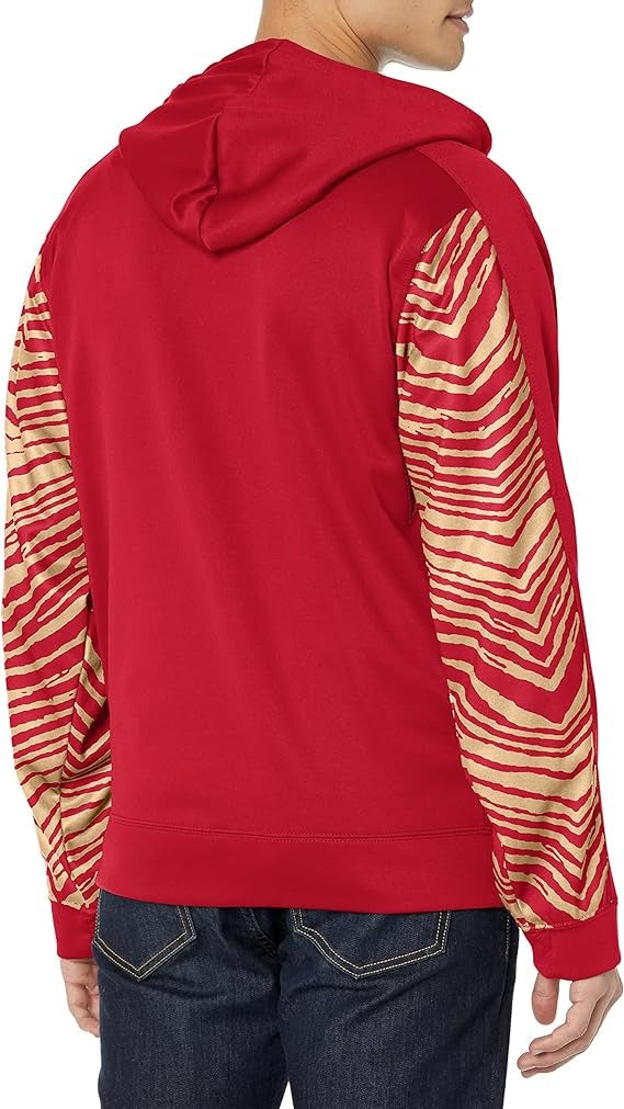 Zubaz NFL SAN FRANCISCO 49ERS TEAM COLOR FULL ZIP HOOD W/ 2-COLOR ZEBRA ACCENTS XXL