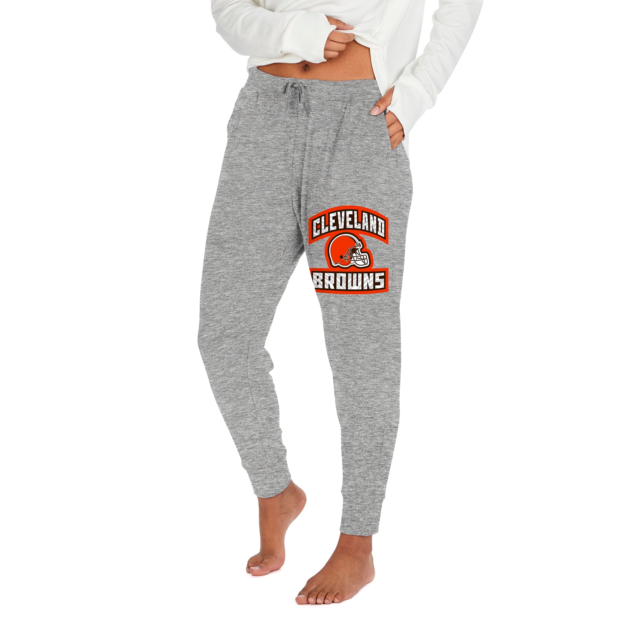 Zubaz NFL Women s Cleveland Browns Marled Gray Soft Jogger